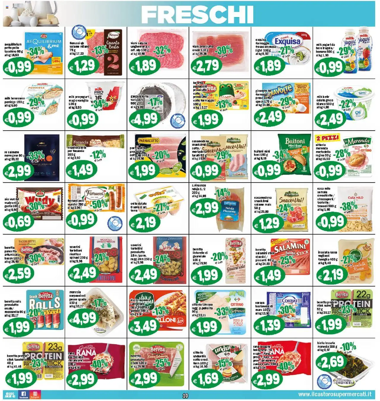 Volantino Il Castoro del 25.07.2025 | Pagina: 10 | Prodotti: Salame, Salmone, Insalata, Spinaci
