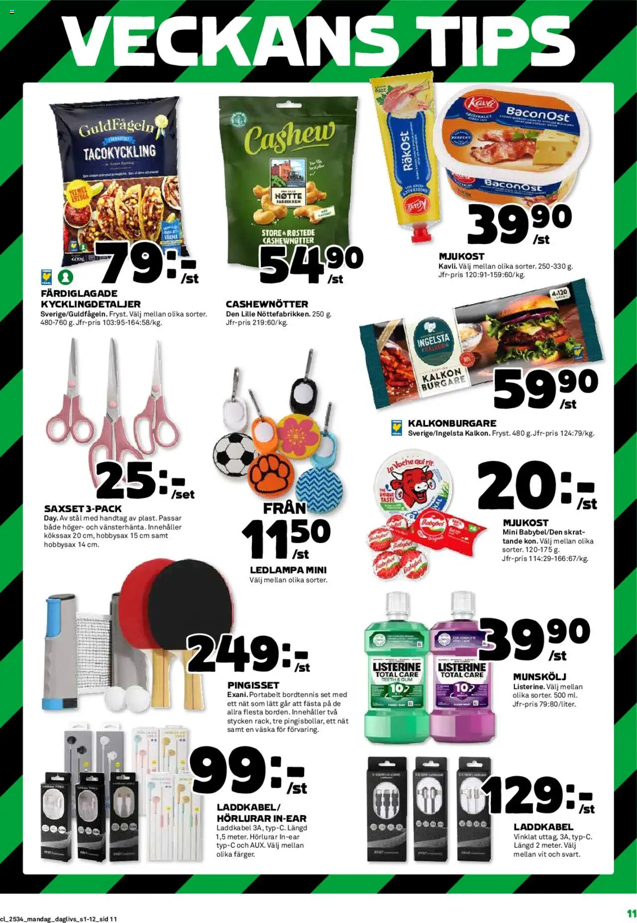 Coop Daglivs reklamblad aktuell från 18.08.2025 | Sida: 11 | Produkter: Munskölj, Cashewnötter, Kalkon, Väska