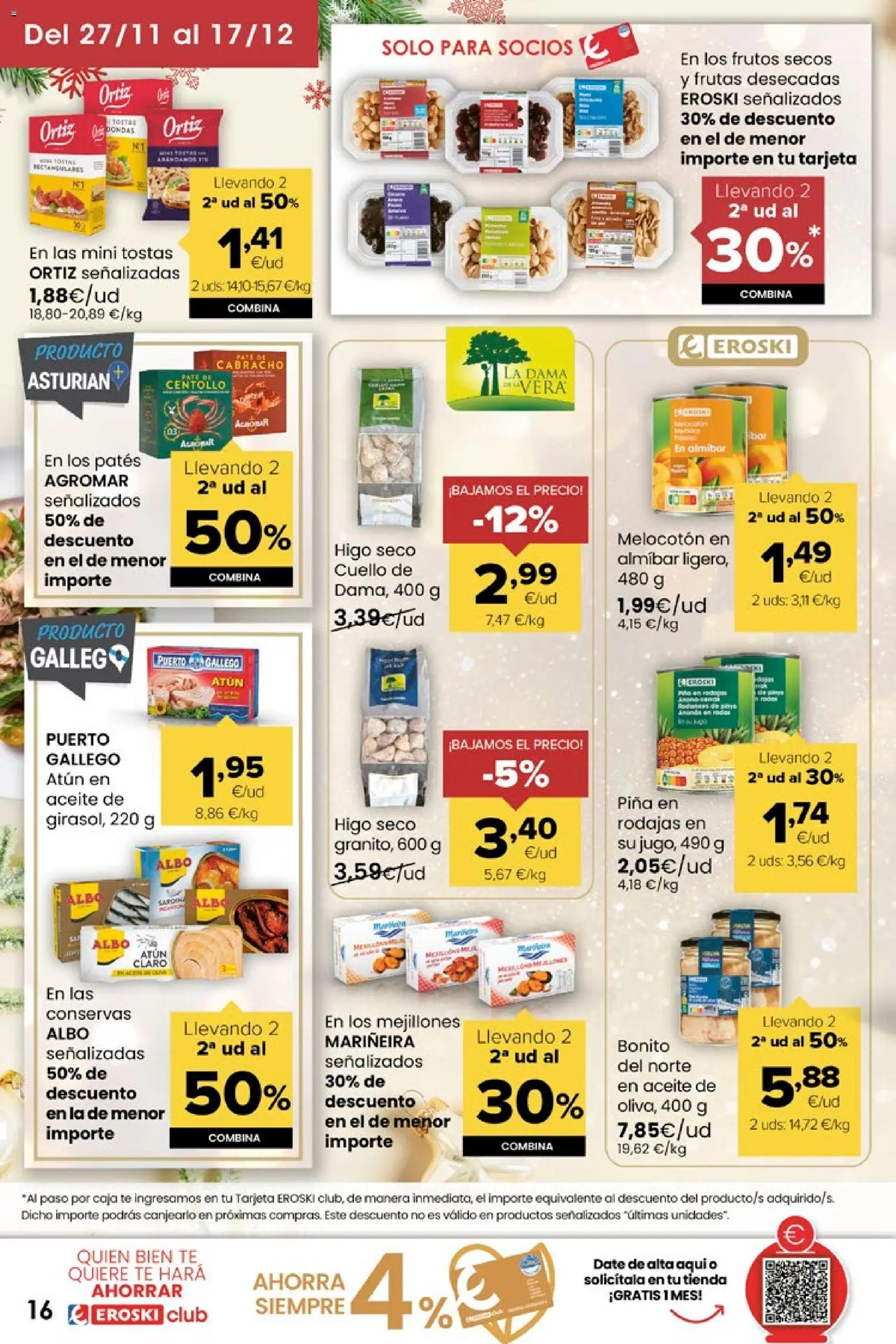 Eroski - Miramos por ti │ válido desde el 27.11.2025 | Página: 16 | Productos: Aceite, Té, Caja, Atún claro