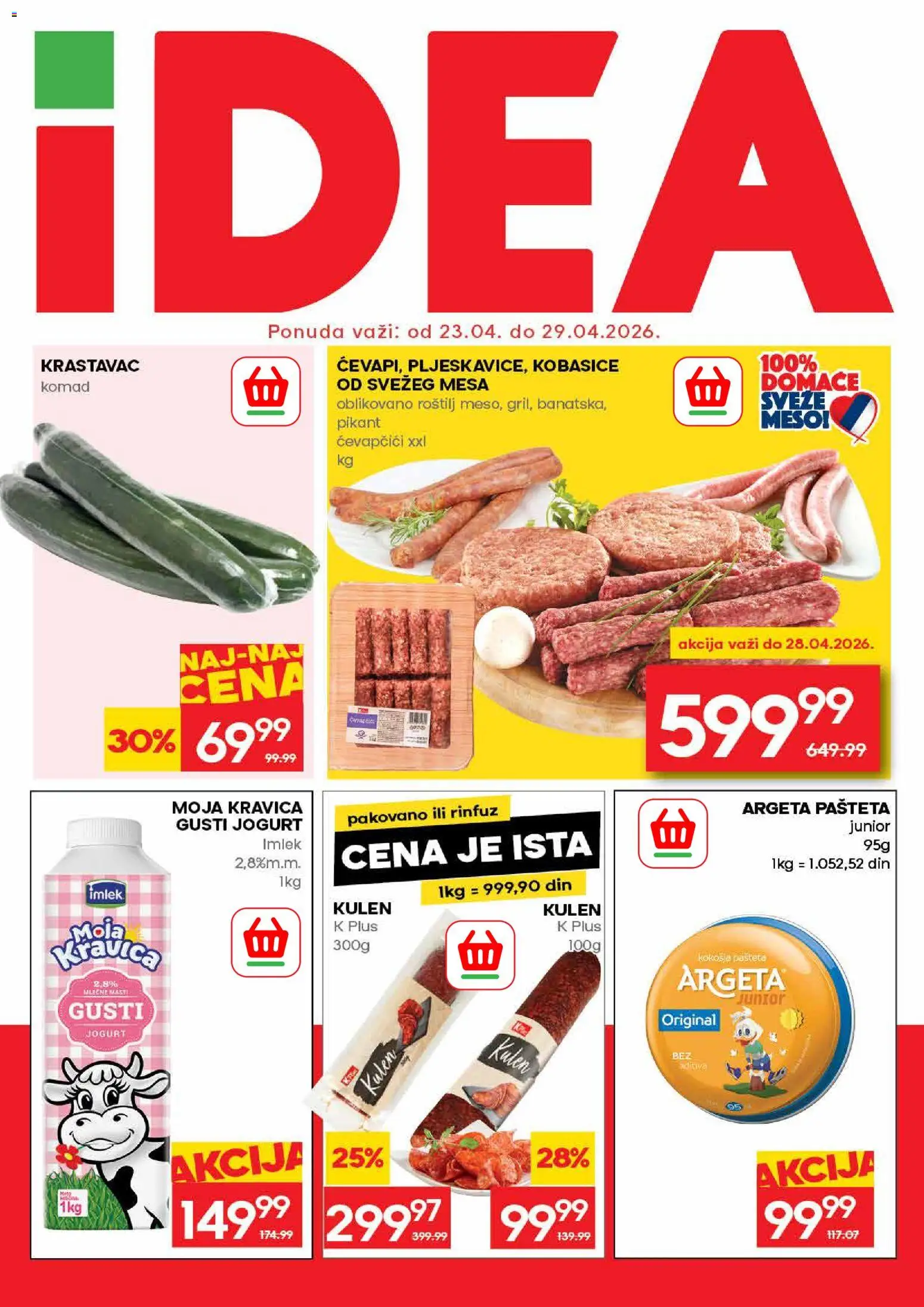 Idea katalog - važi od 23.04.2026 | Strana: 1 | Proizvode: Kulen, Moja kravica, Jogurt, Roštilj