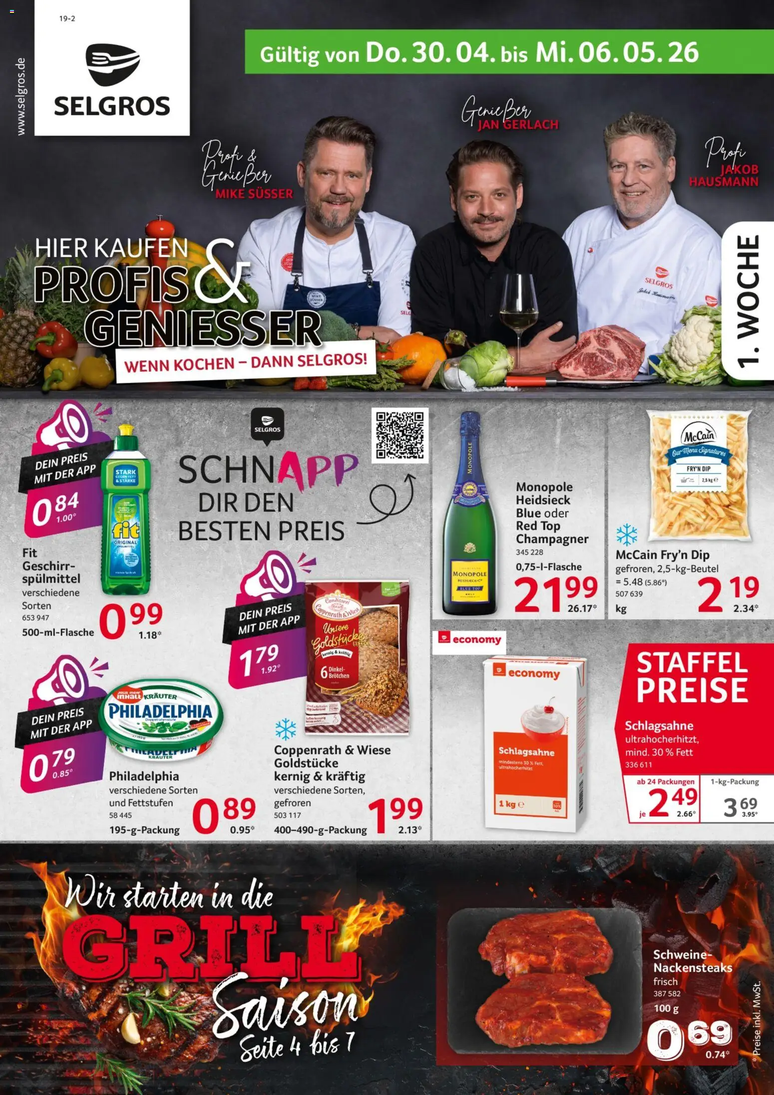 Selgros Prospekt 	 – gültig ab 30.04.2026 | Seite: 1 | Produkte: Top, Nackensteaks, Grill, Schlagsahne