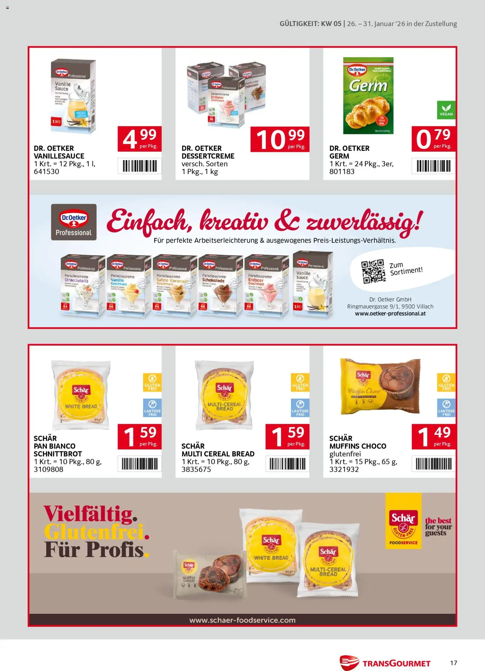 Transgourmet Zustellaktion gültig ab 26.01.2026 | Seite: 17 | Produkte: Sahne, Schokolade