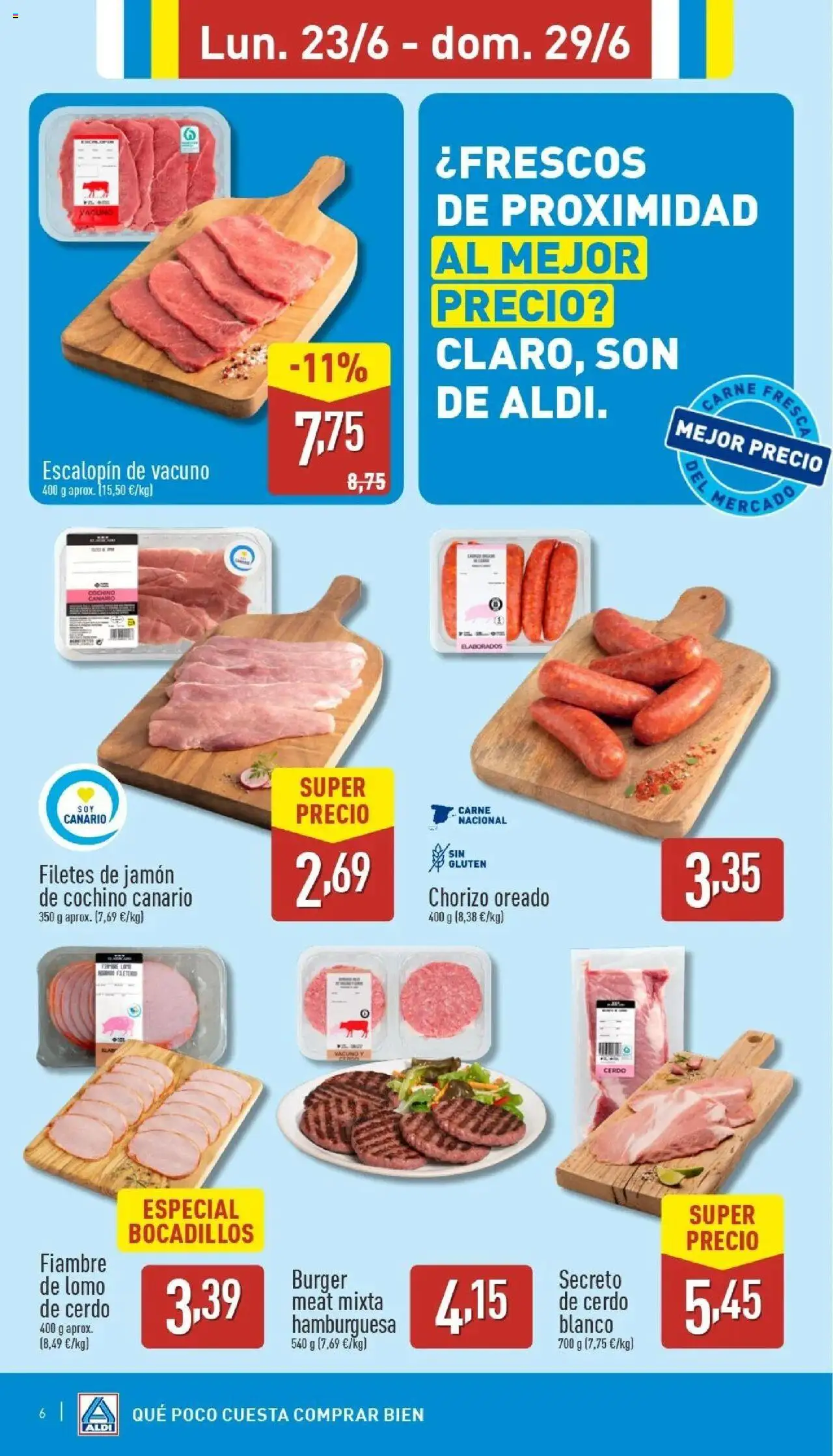 Aldi folleto Canarias │ válido desde el 23.06.2025 | Página: 6 | Productos: Jamón, Cerdo, Σοκολατούχο γάλα