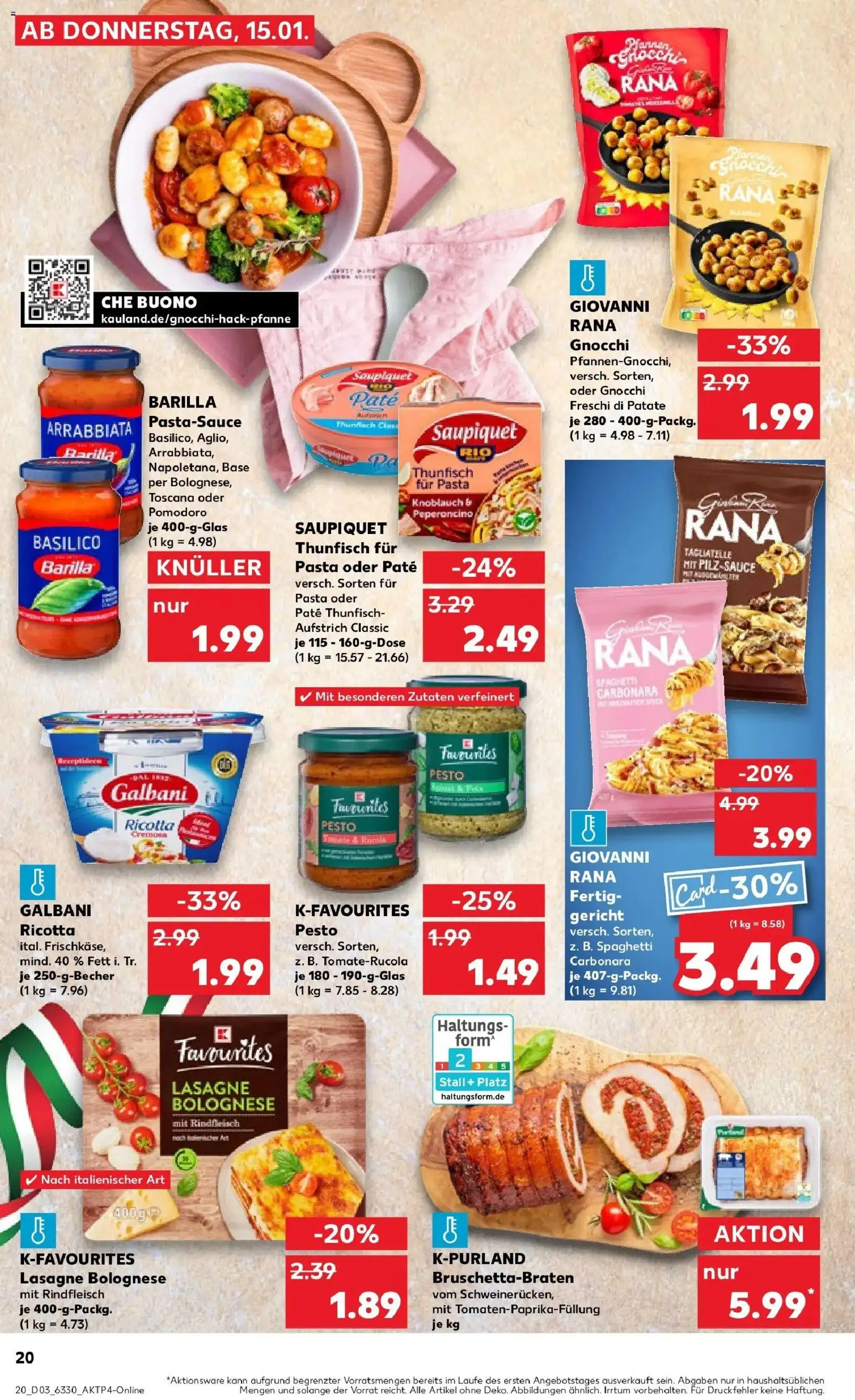 Kaufland prospekt Peine	 – gültig ab 19.01.2026 | Seite: 20 | Produkte: Barilla, Knoblauch, Pasta, Rindfleisch