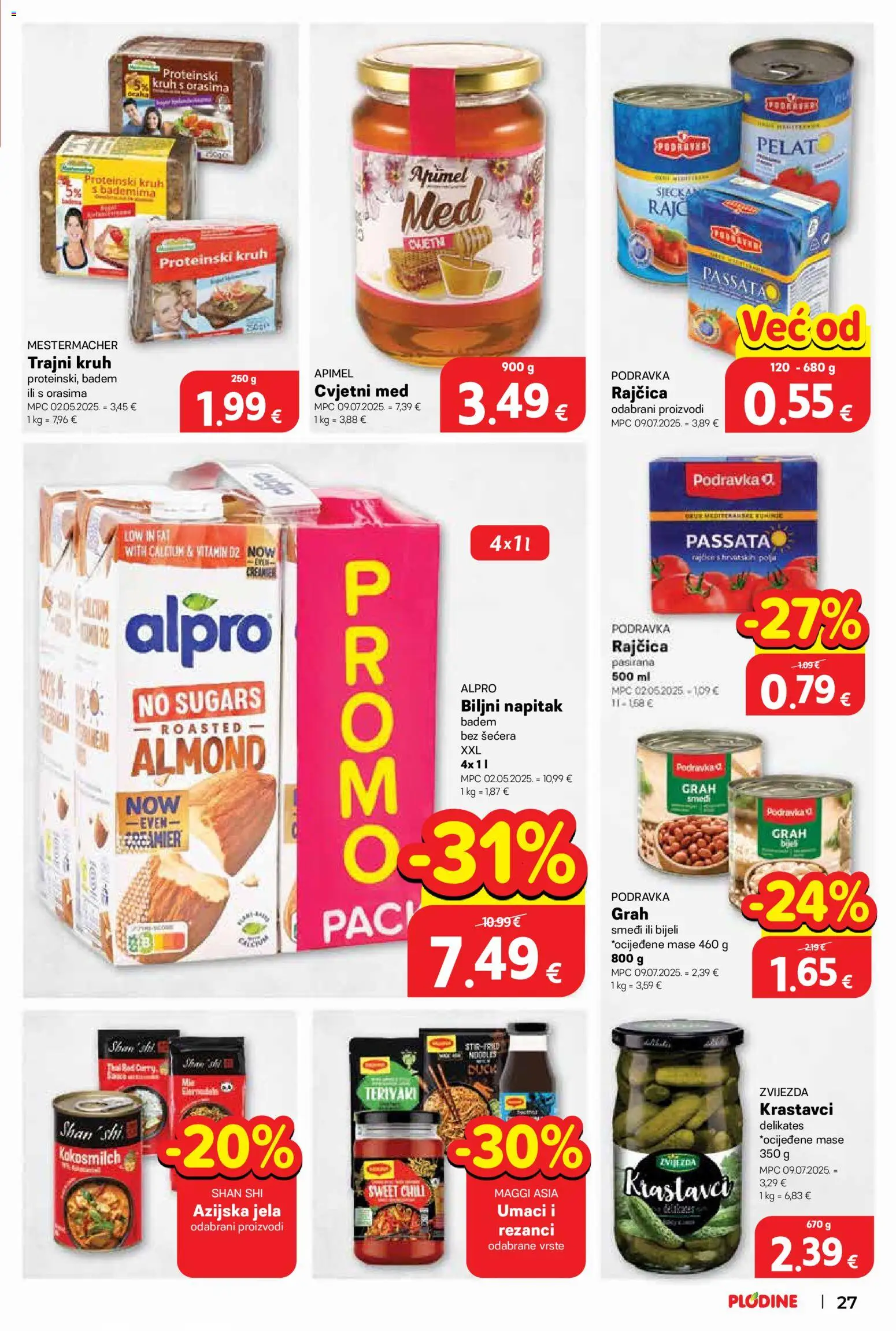 Plodine katalog | vrijedi od 15.04.2026 | Stranica: 27 | Proizvodi: Med, Podravka, Krastavci, Rajčica