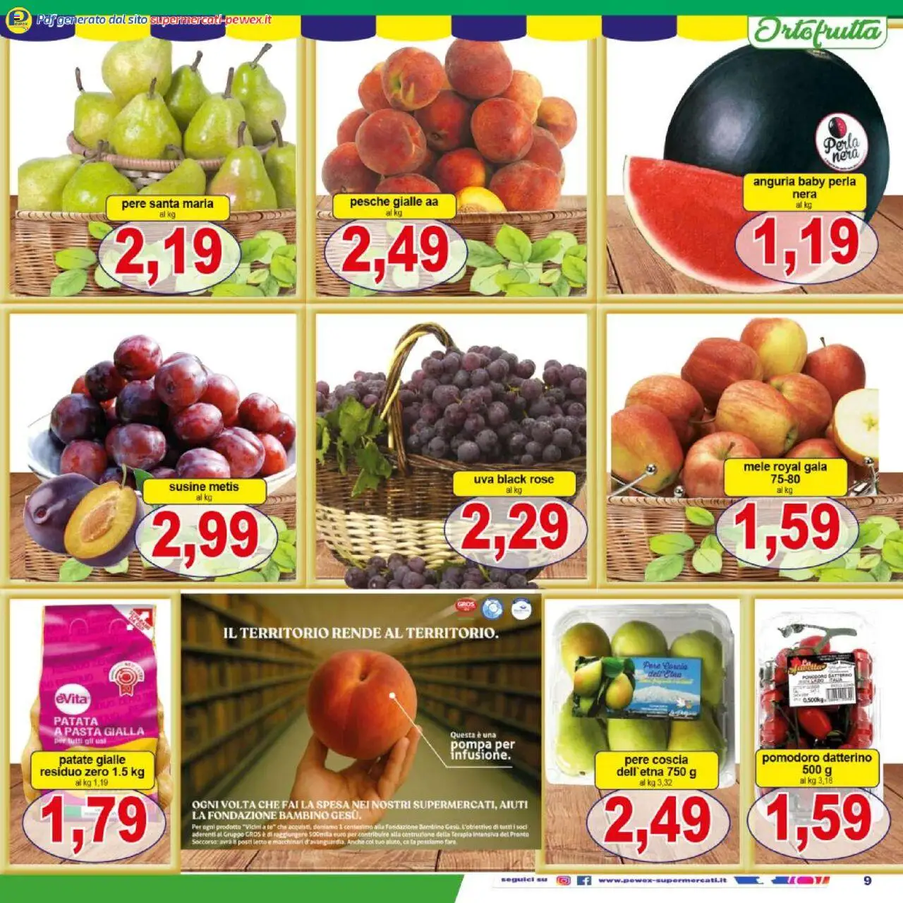 Volantino Pewex del 18.08.2025 | Pagina: 9 | Prodotti: Pomodoro, Anguria, Uva, Letto