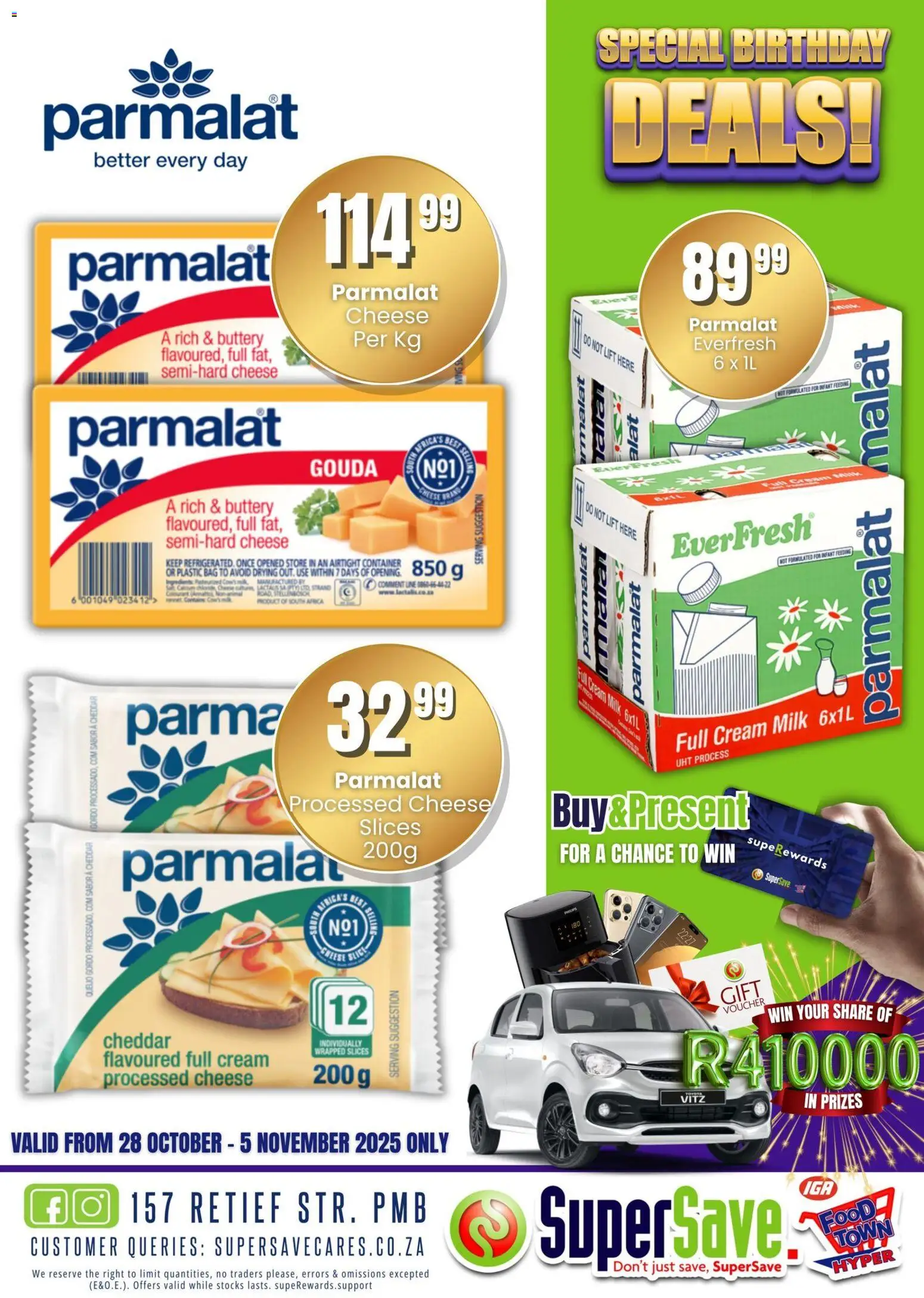 New Super Save catalogue – valid from 28.10.2025 | Page: 2 | Products: Bag, Milk, Cheese, Cream