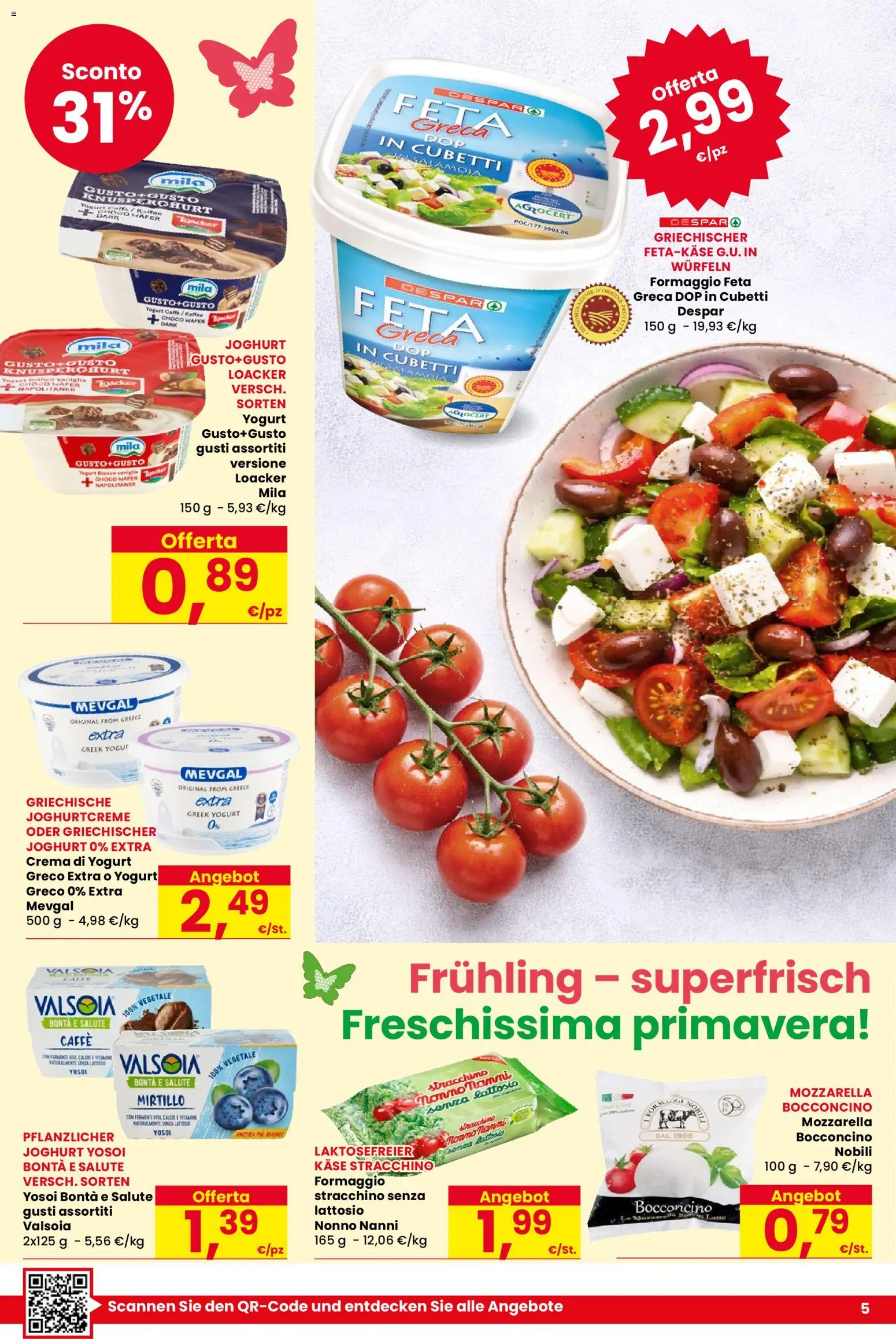 Volantino Despar del 09.04.2026 | Pagina: 5 | Prodotti: Caffè, Mozzarella, Formaggio, Tonno