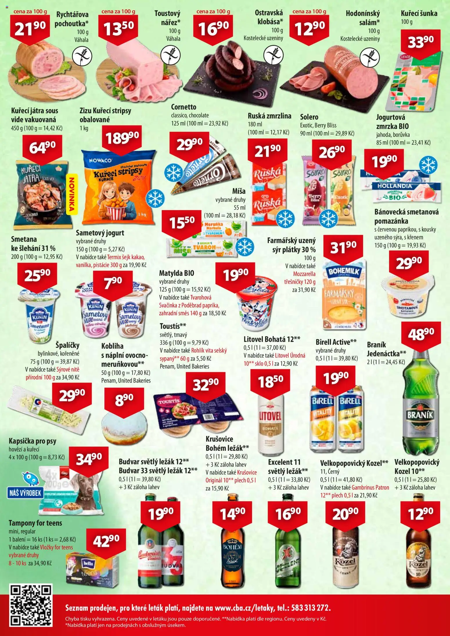 CBA leták - Market od 15.04.2026 | Strana: 2 | Produkty: Uzeniny, Braník, Budvar 33, Kuřecí stripsy