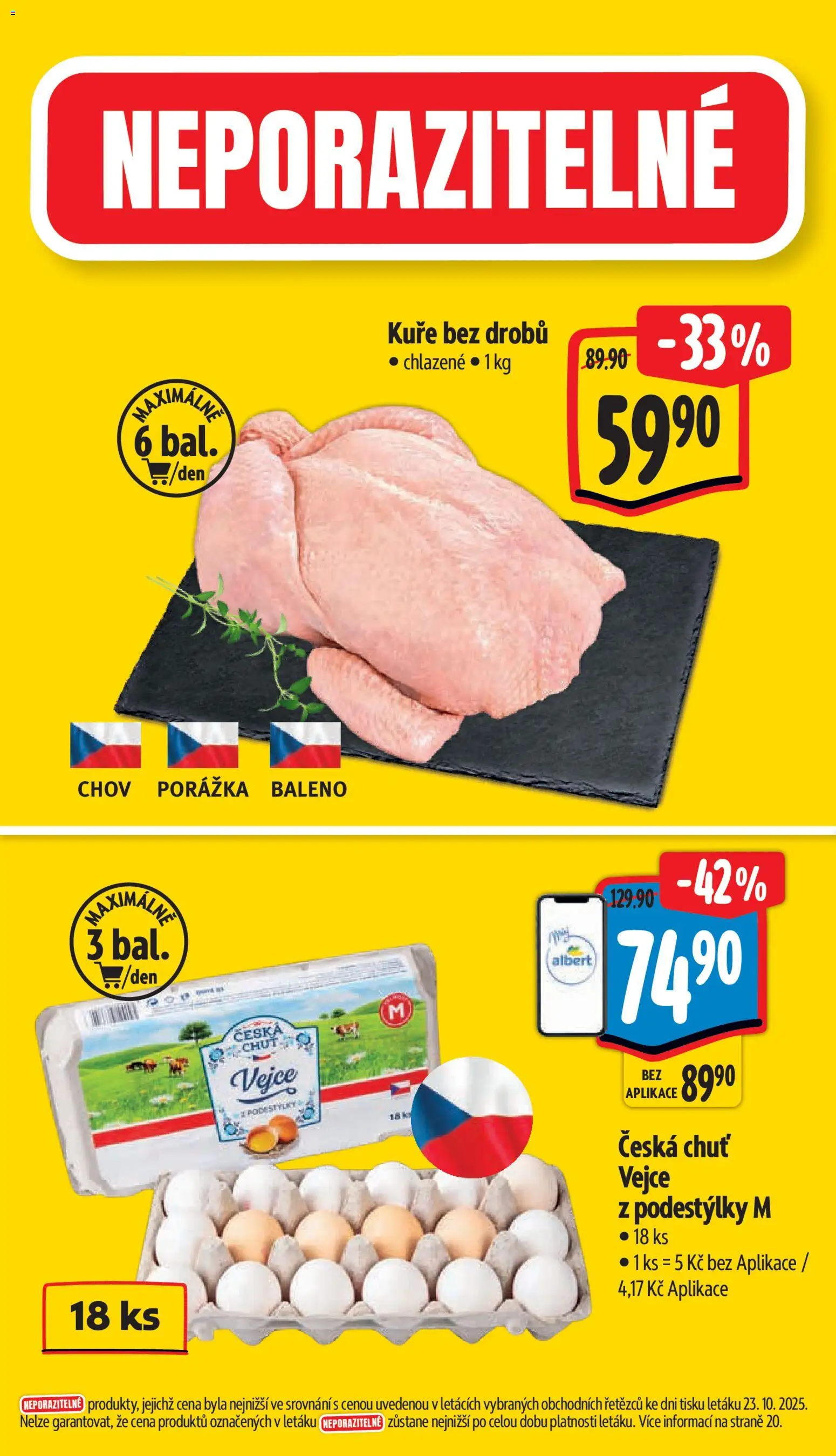Albert leták - Supermarket od 29.10.2025 | Strana: 2 | Produkty: Vejce, Kuře