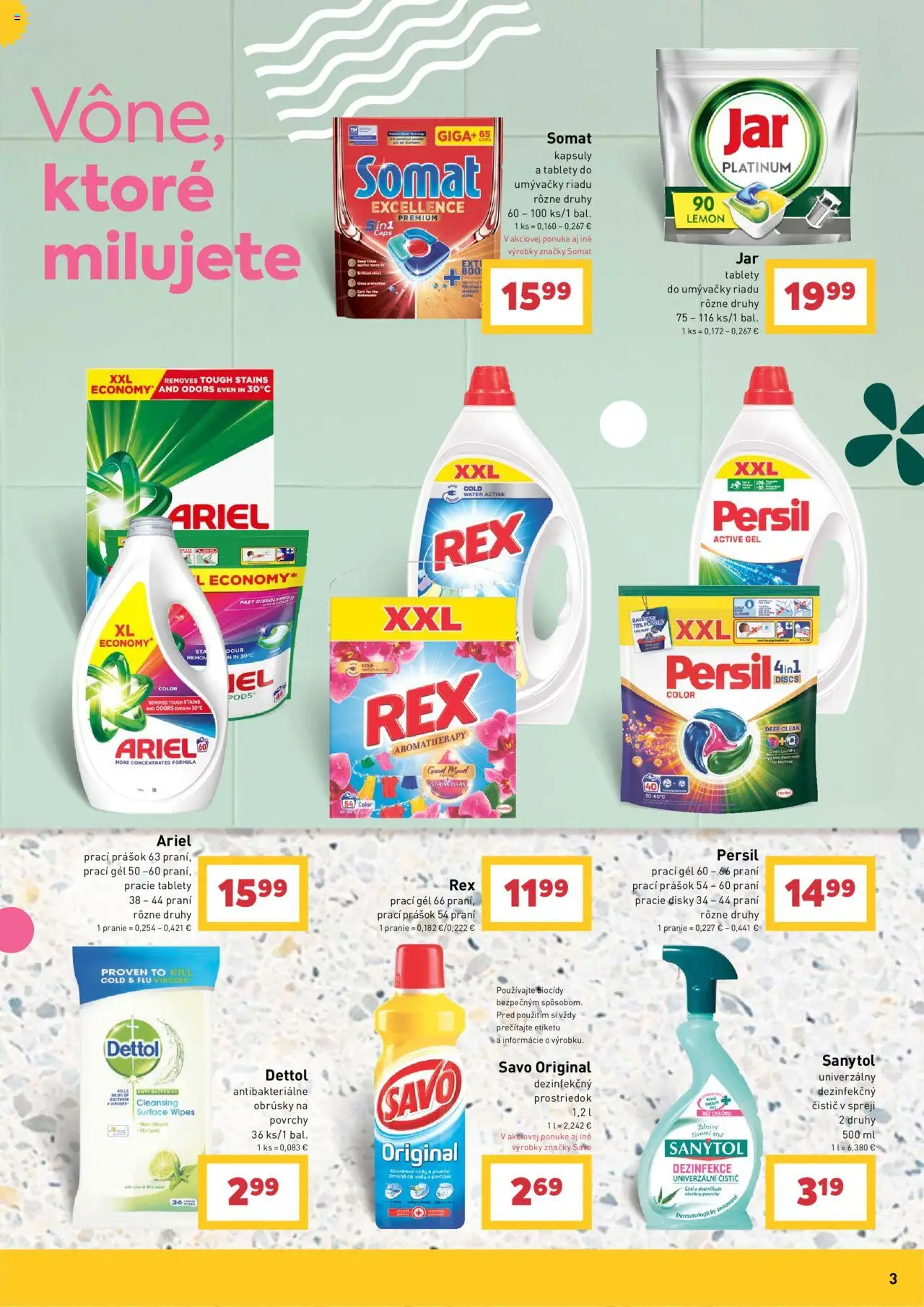 Billa pre váš dobrý pocit z čistoty │ platný od 30.07.2025 | Strana: 3 | Produkty: Sanytol, Savo, Tablety do umývačky riadu, Dettol