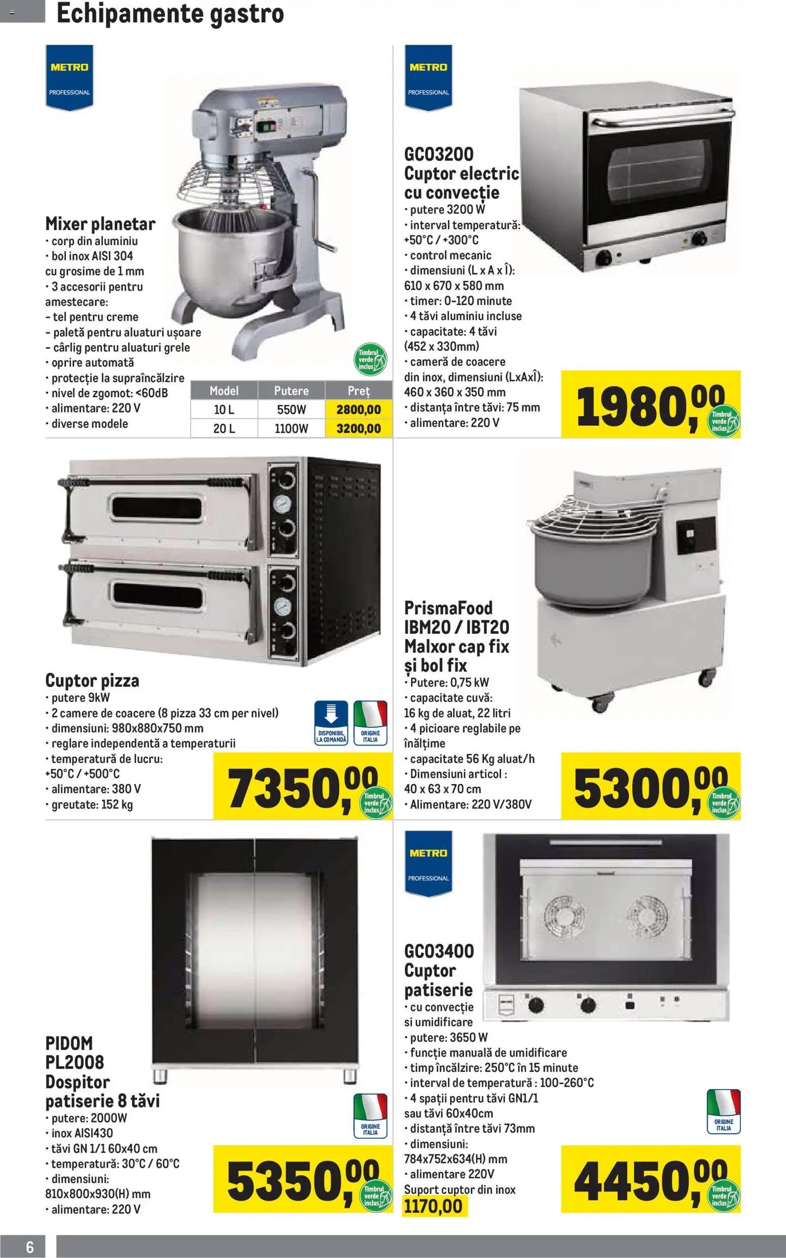 Noul catalog Metro – valabil de la 05.01.2026 | Pagină: 6 | Produse: Cuptor, Mixer, Bol, Pizza