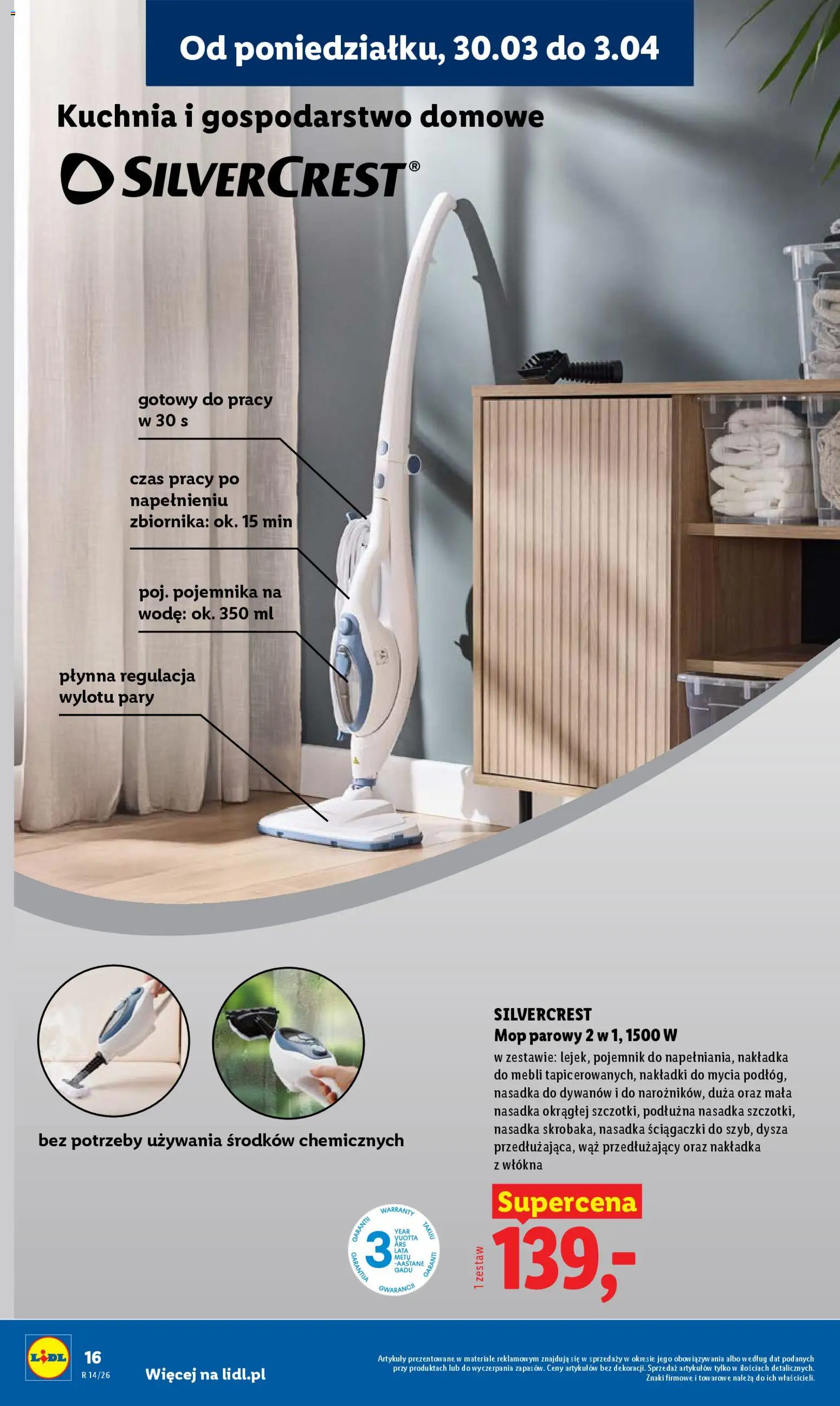 Lidl Katalog od 30.03.2026 | Strona: 18 | Produkty: Mop parowy