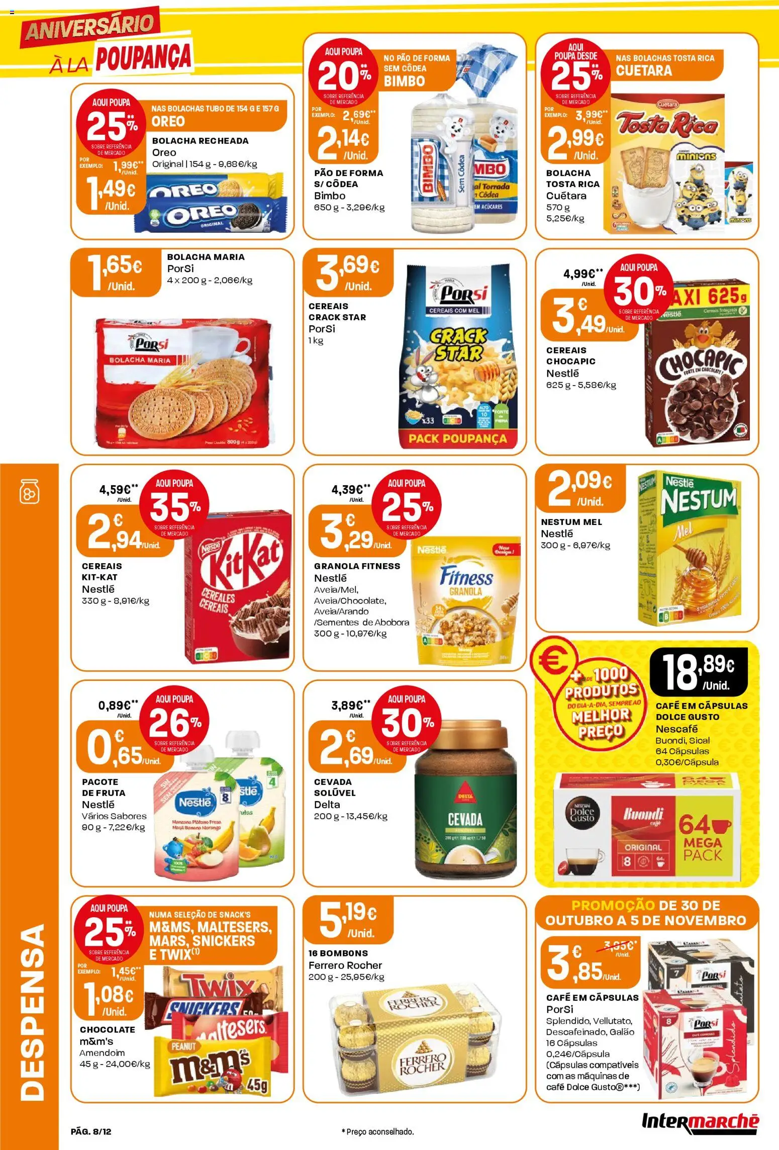 Intermarché Folheto Mini │ válido de 30.10.2025 | Página: 8 | Produtos: Pão de forma, Granola, Capsulas dolce gusto, Pão