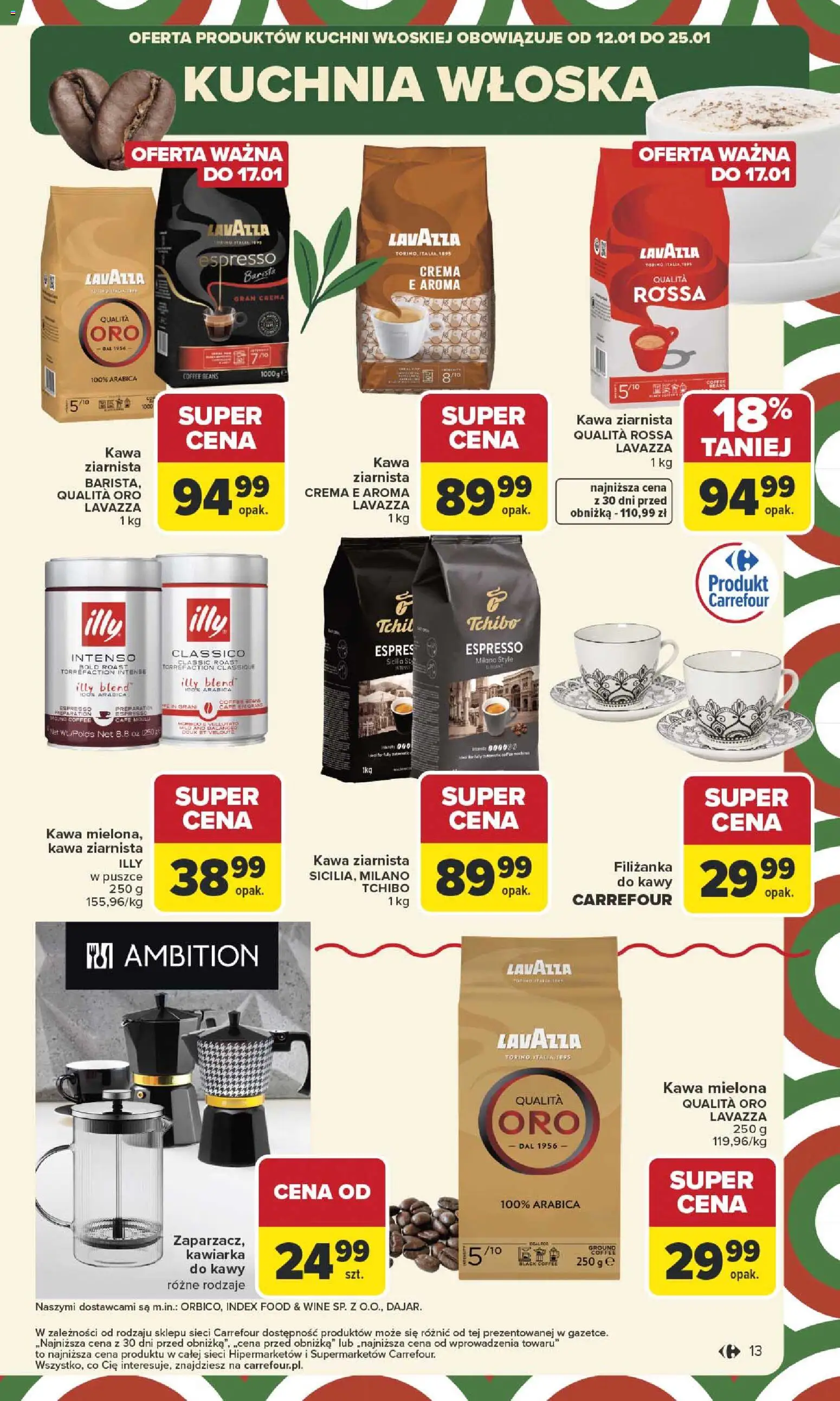 Carrefour Gazetka od 12.01.2026 | Strona: 15 | Produkty: Kawa ziarnista, Lavazza, Tchibo, Kawiarka