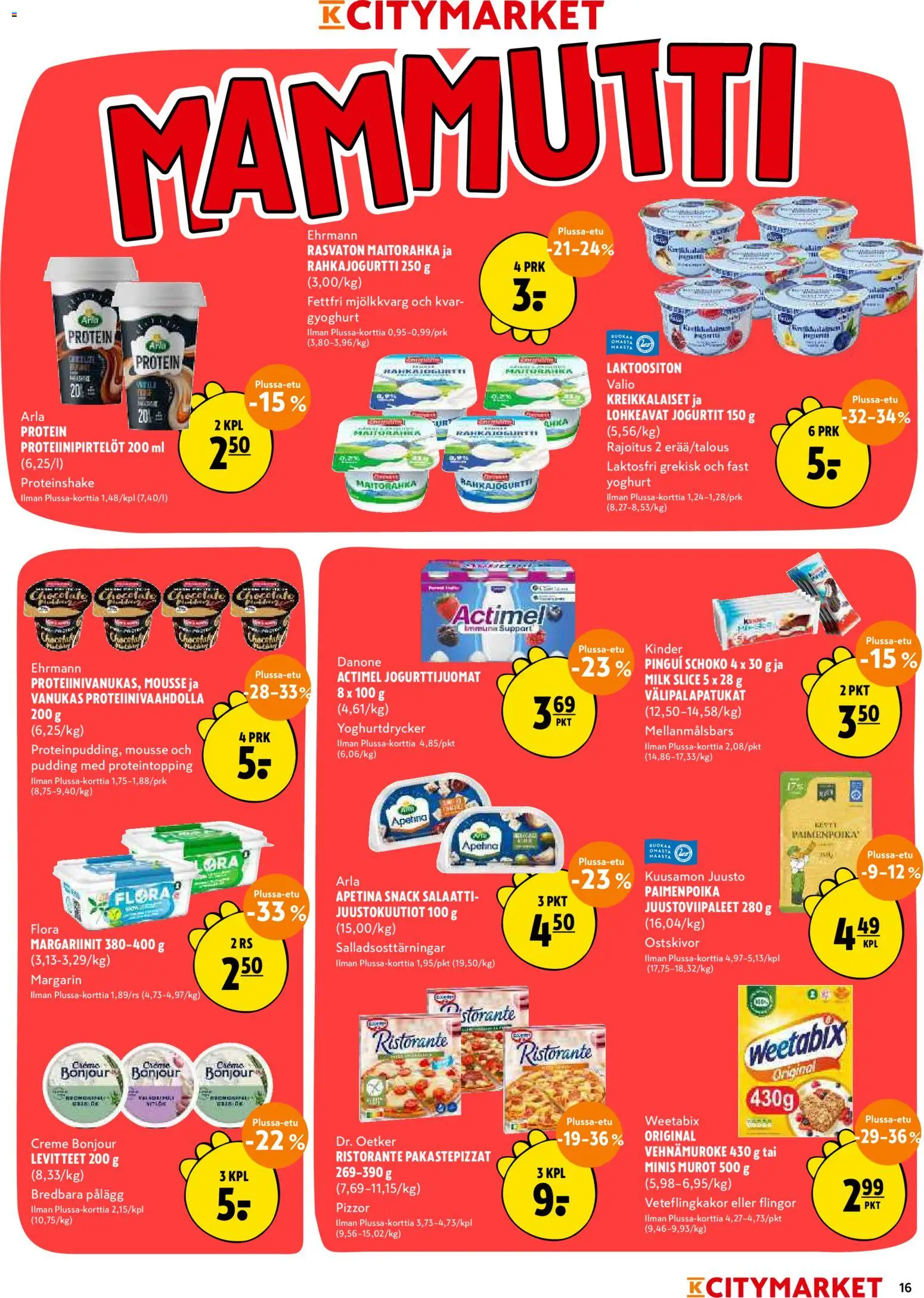 K-Citymarket tarjoukset – voimassa 12.03.2026 alkaen | Sivu: 16 | Tuotteet: Mousse, Juusto, Murot, Salaatti