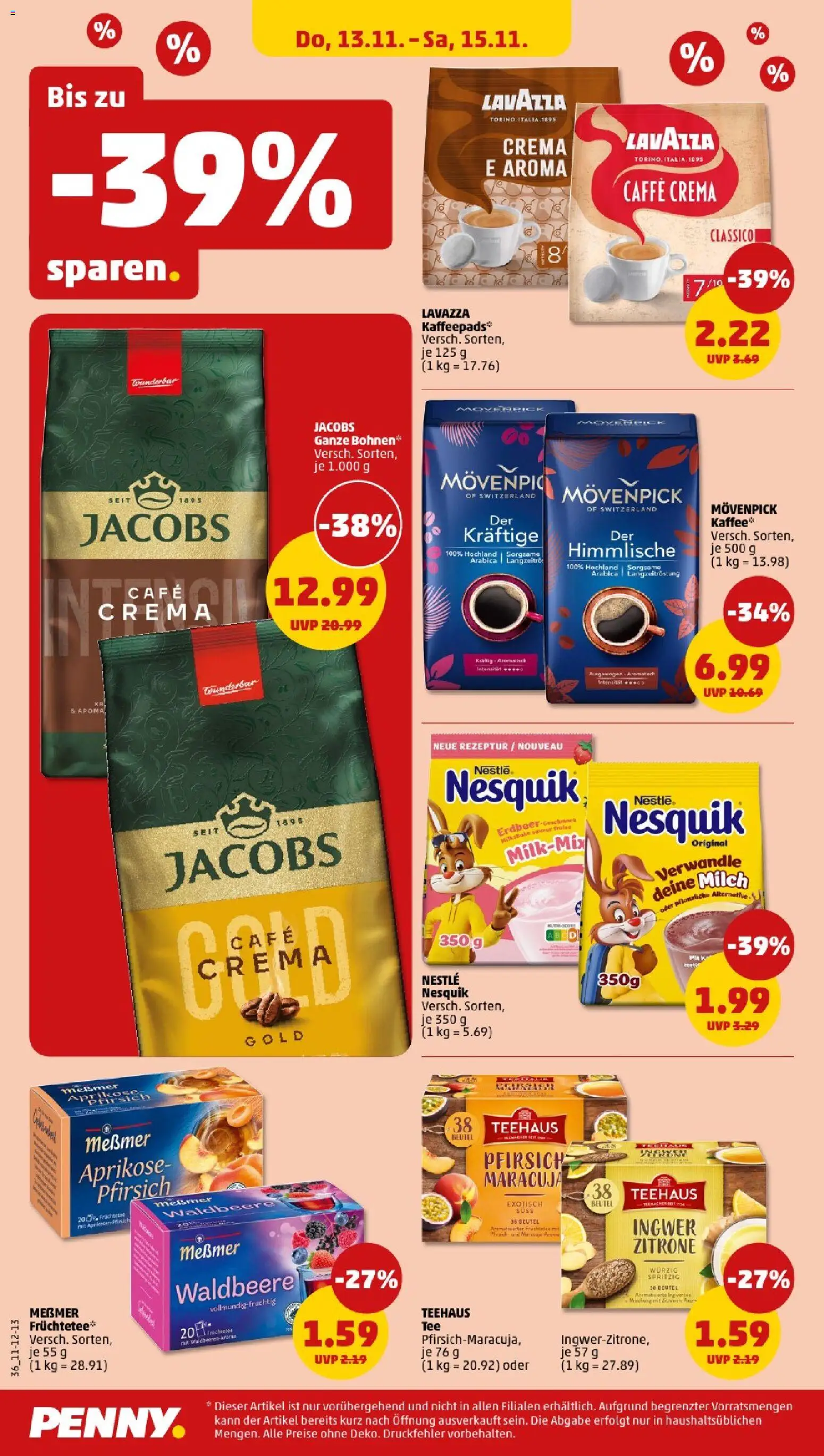 Penny - Sachsen – gültig ab 10.11.2025 | Seite: 36 | Produkte: Nesquik, Messmer, Zitrone, Pfirsich