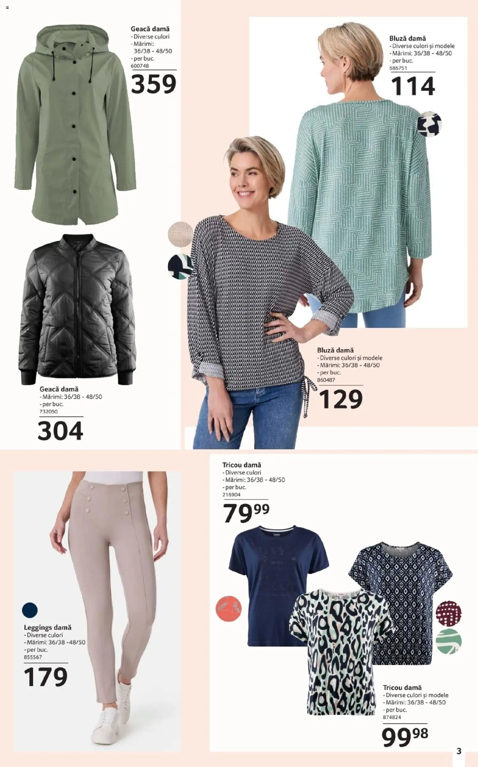 Noul catalog Selgros – valabil de la 20.03.2026 | Pagină: 3 | Produse: Tricou, Bluză, Geacă