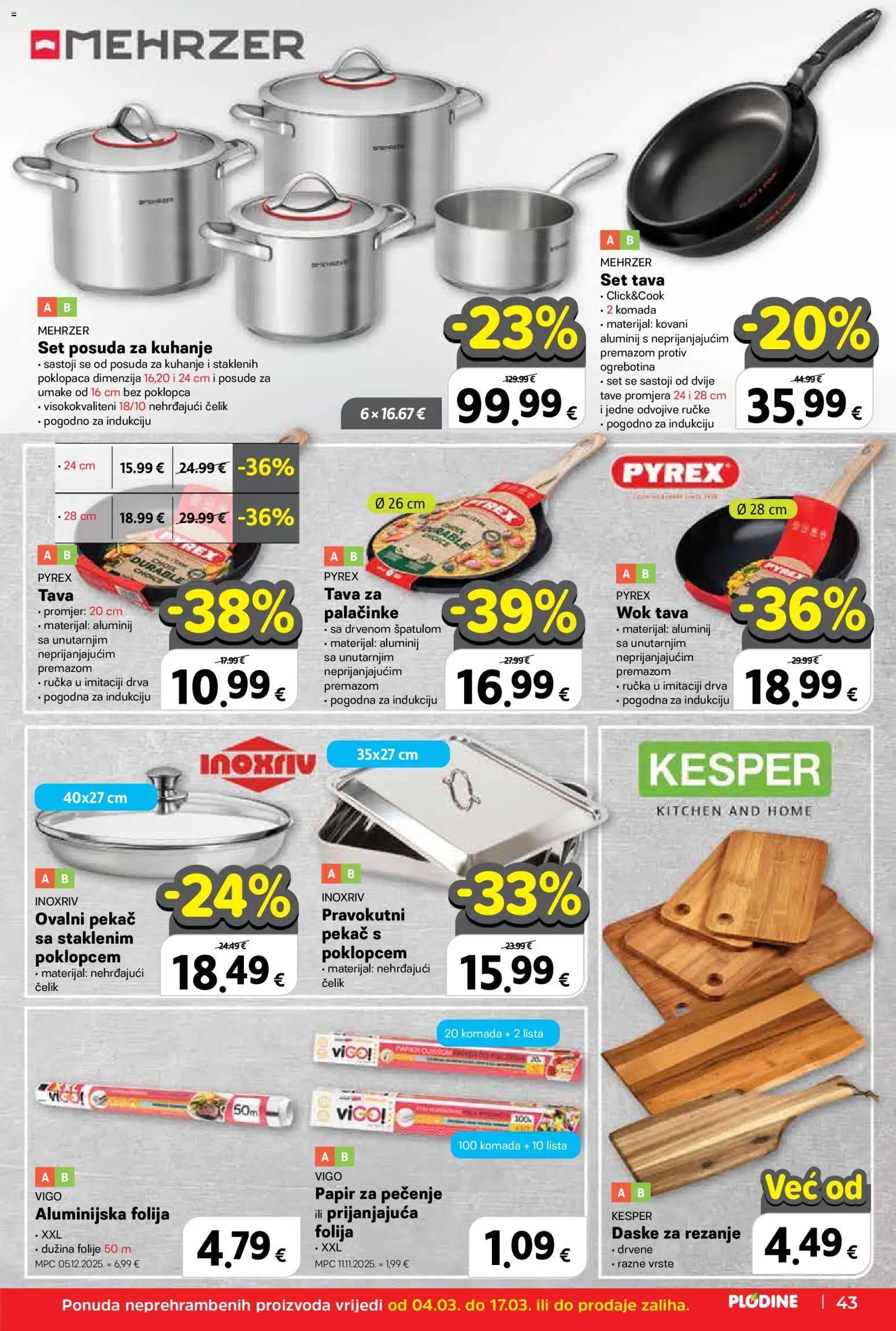 Plodine katalog | vrijedi od 04.03.2026 | Stranica: 43 | Proizvodi: Papir za pečenje, Tava