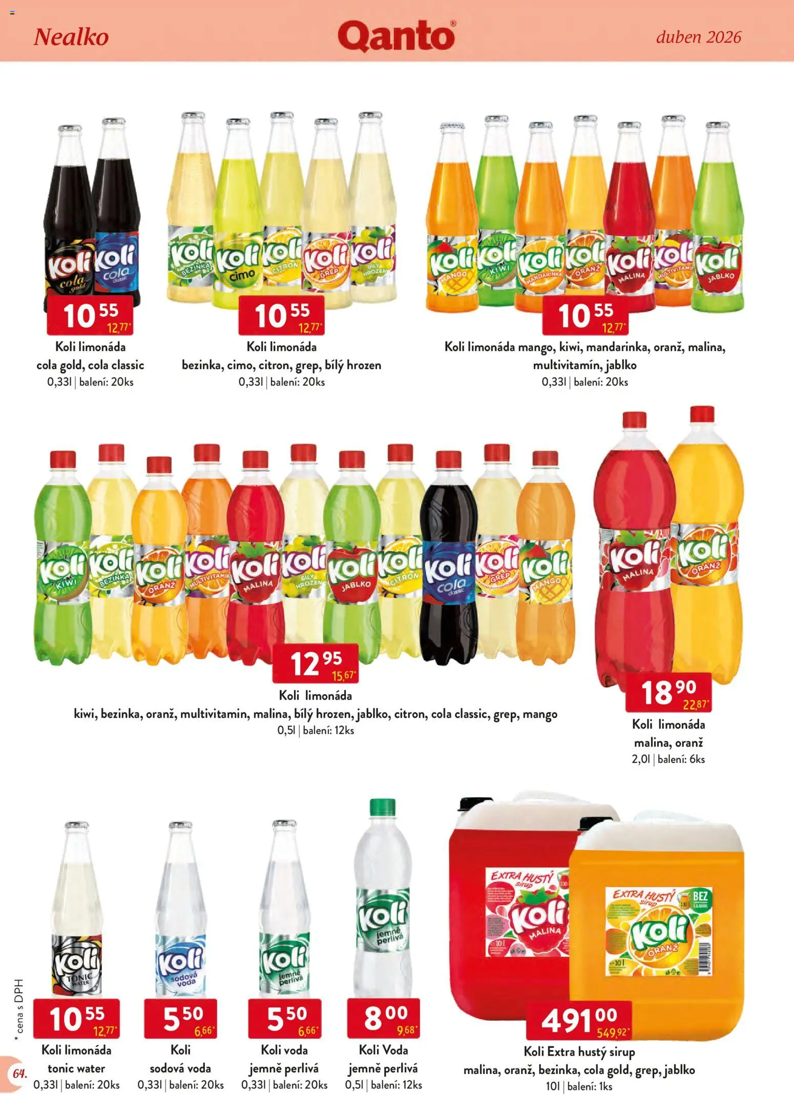 Astur & Qanto leták - Velkoobchod 04/2026 od 01.04.2026 | Strana: 64 | Produkty: Limonáda, Tonic Water, Citron, Cola