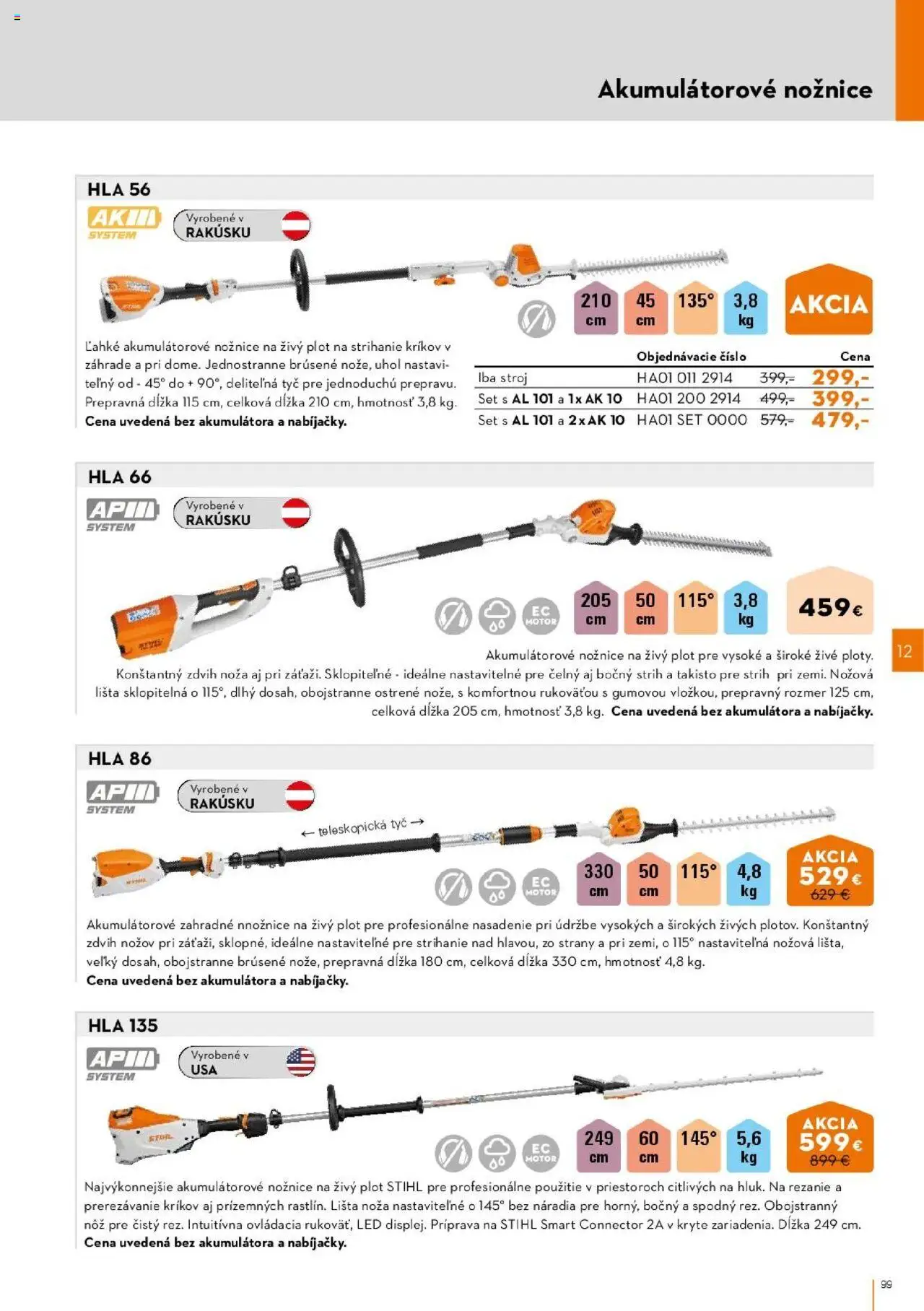 Nové STIHL akcie – leták je platný od 01.04.2025 | Strana: 99 | Produkty: Nožnice na živý plot, Led