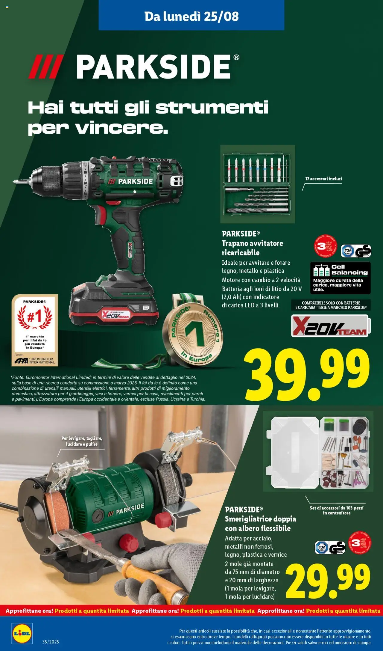 Volantino Lidl del 25.08.2025 | Pagina: 30 | Prodotti: Avvitatore, Batteria, Batterie, Caricabatterie