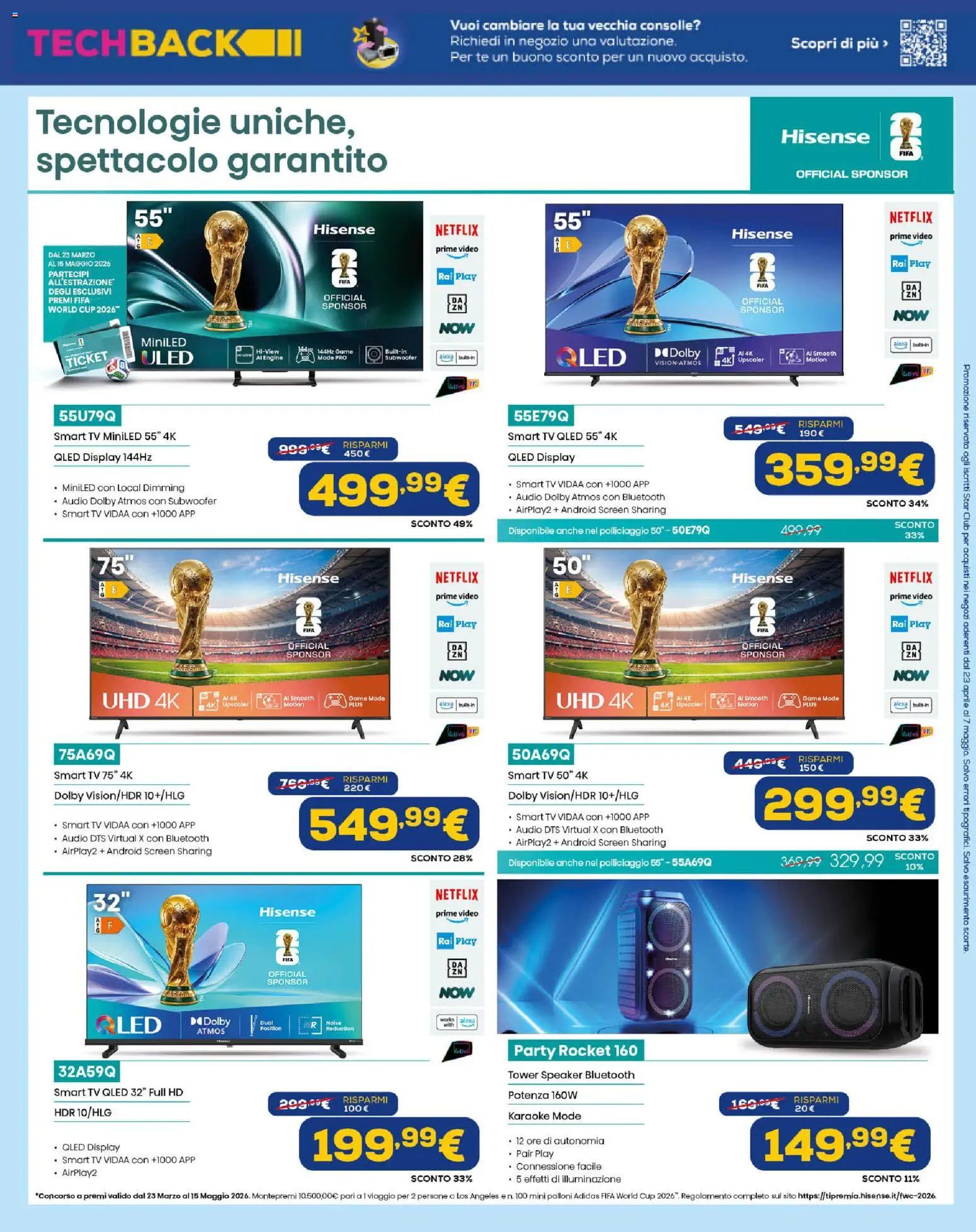 Volantino Euronics del 23.04.2026 | Pagina: 3 | Prodotti: Tè, TV, Audio, Speaker