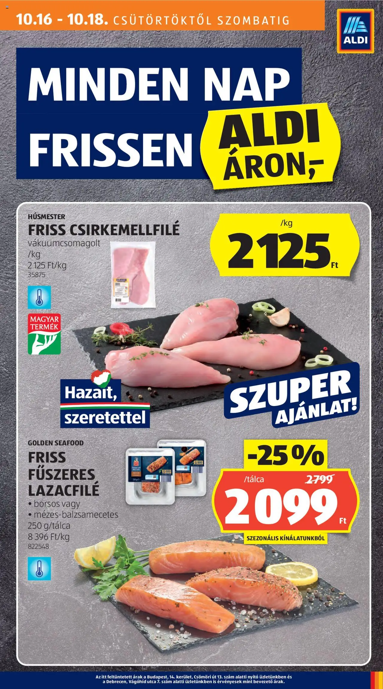 Aldi akciós ujság - amely érvényes a következő dátumtól: 16.10.2025 | Oldal: 19 | Termékek: Lazacfilé