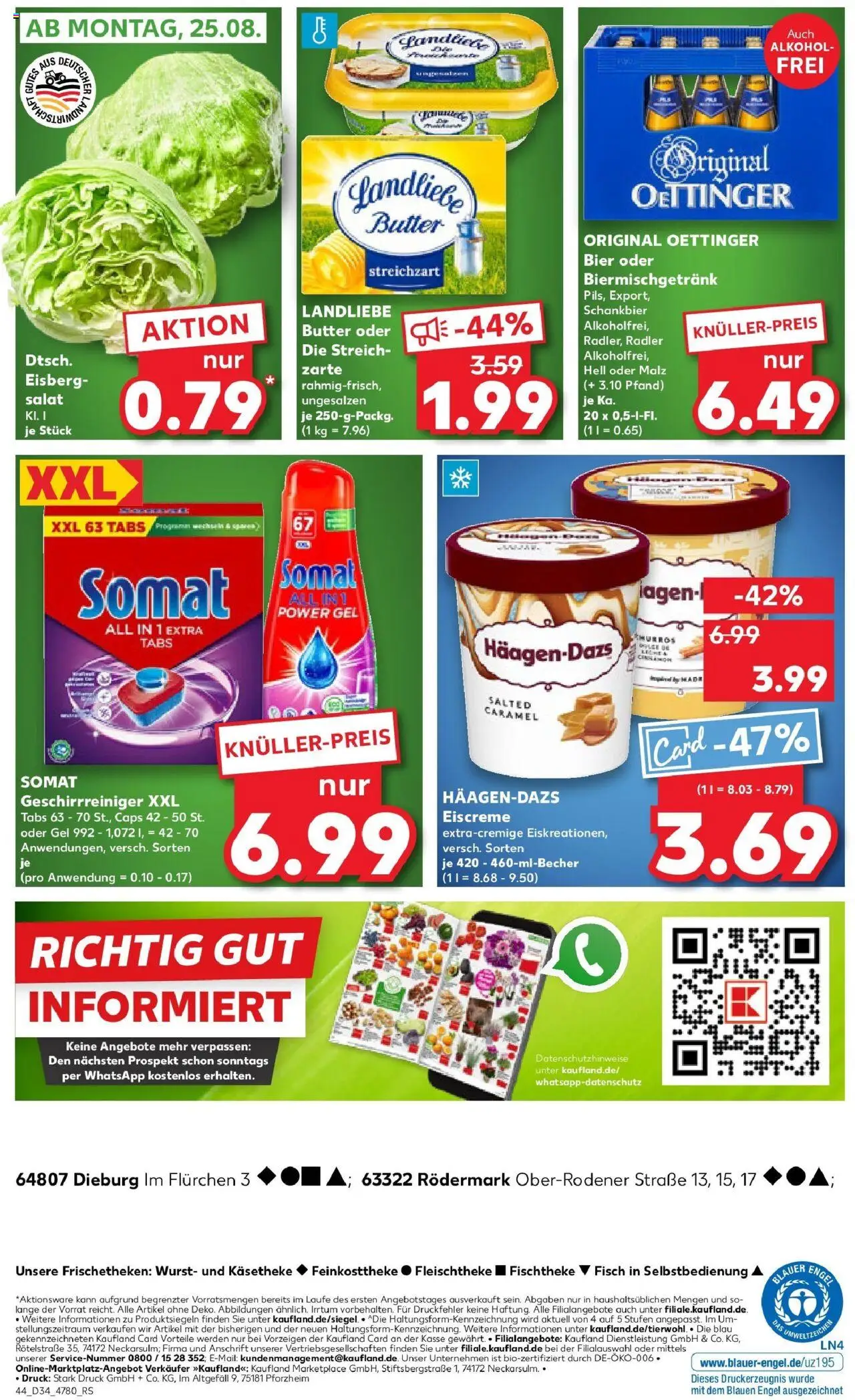 Kaufland prospekt Dieburg	 - gültig ab dem 21.08.2025 | Seite: 44 | Produkte: Butter, Bier, Eiscreme, Radler