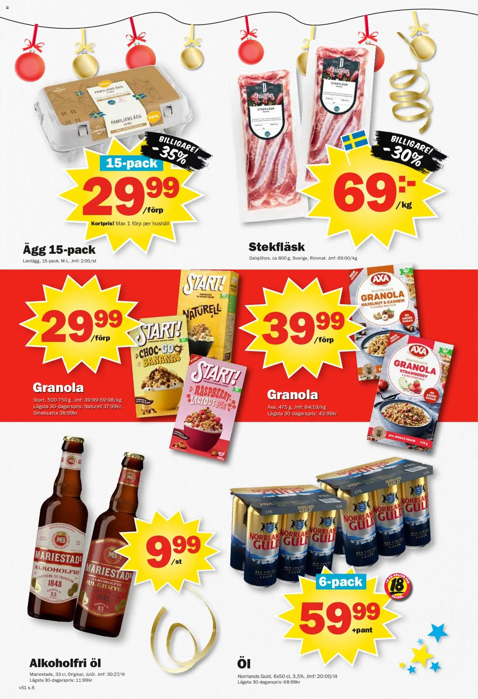 Pekås reklamblad aktuell från 15.12.2025 | Sida: 6 | Produkter: Ägg, Öl, Granola