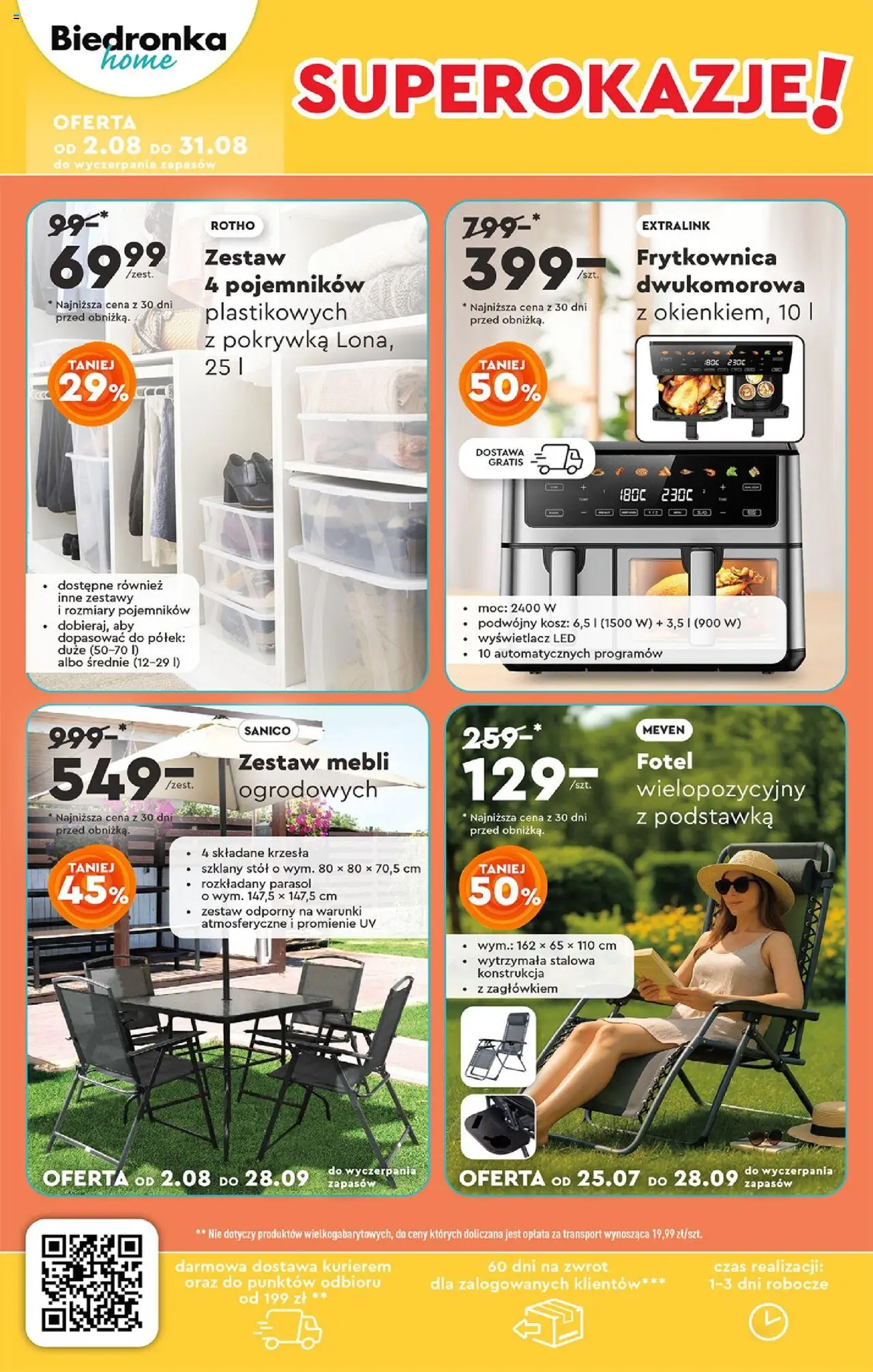 Biedronka gazetka - Home od 02.08.2025 | Strona: 2 | Produkty: Parasol, Frytkownica, Fotel, Stół