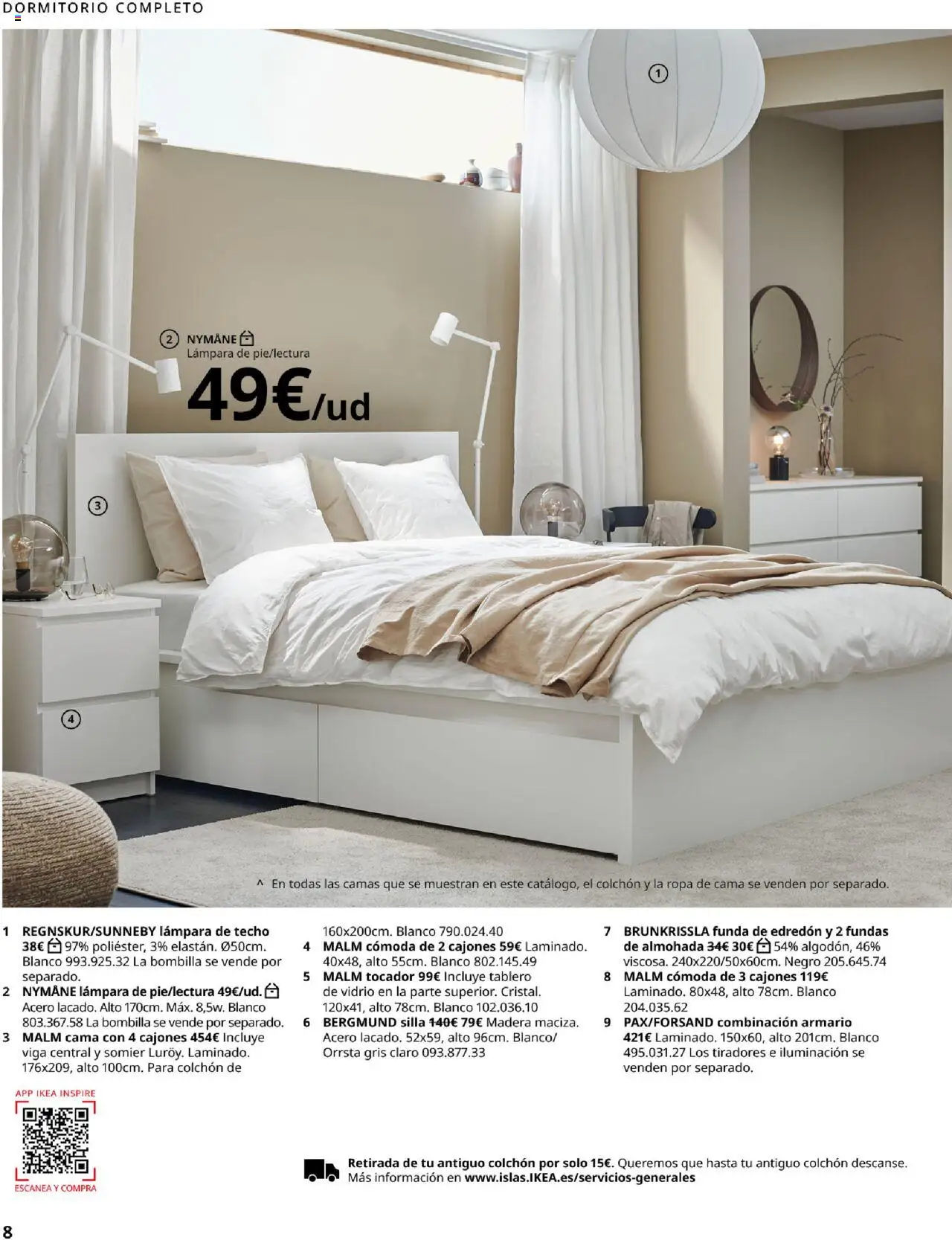 Catálogo IKEA Dormitorios │ válido desde el 04.02.2025 | Página: 8 | Productos: Edredón, Colchon, Cama, Armario