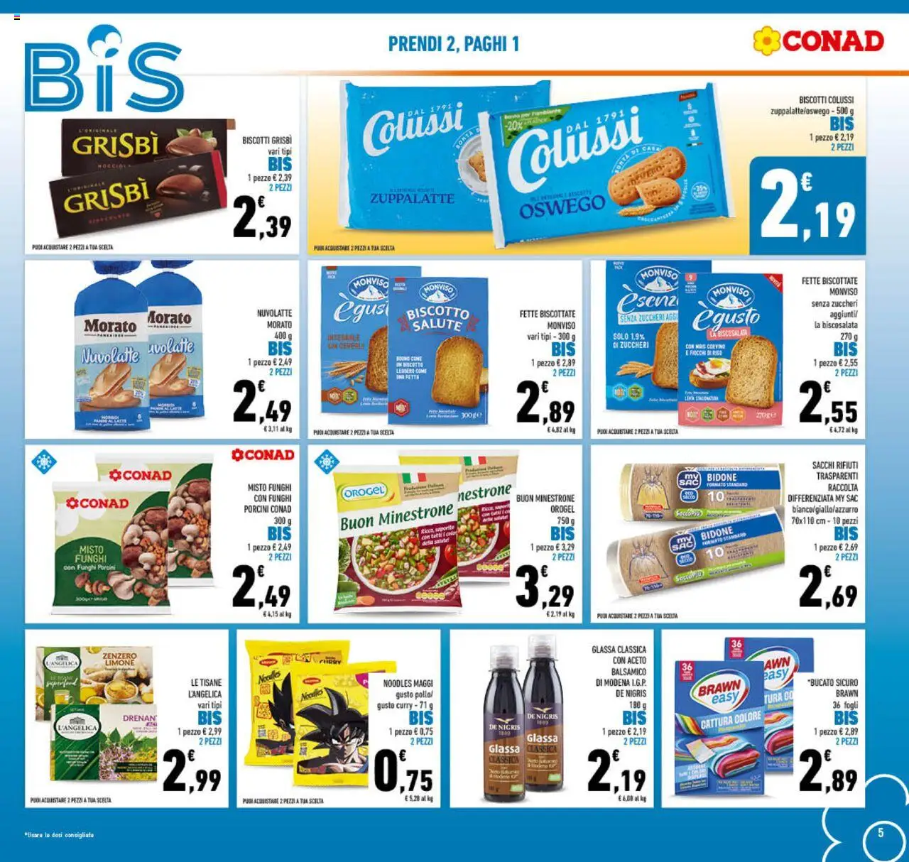 Volantino Conad del 08.10.2025 | Pagina: 5 | Prodotti: Cereali, Biscotti, Funghi, Aceto