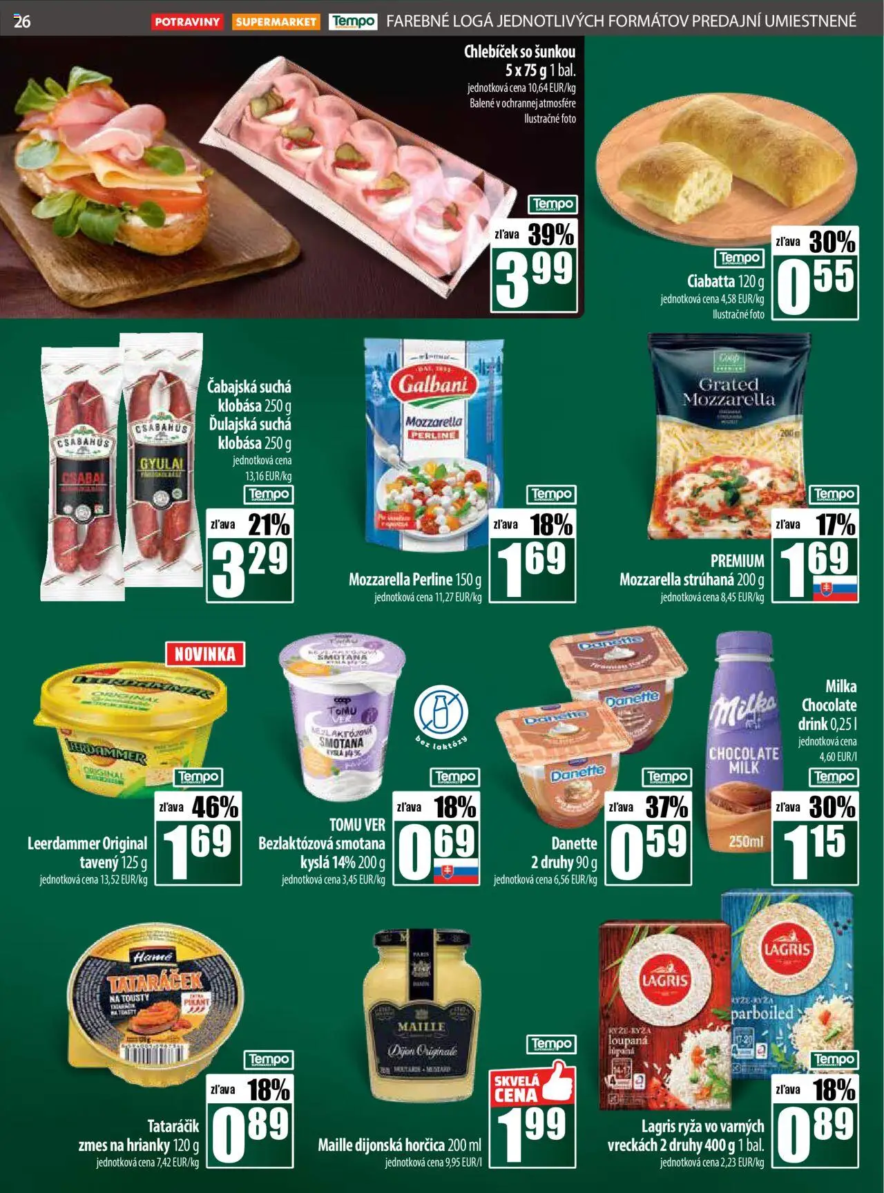 Nové COOP Jednota akcie – leták je platný od 02.10.2025 | Strana: 26 | Produkty: Ryža, Klobása, Smotana, Milka