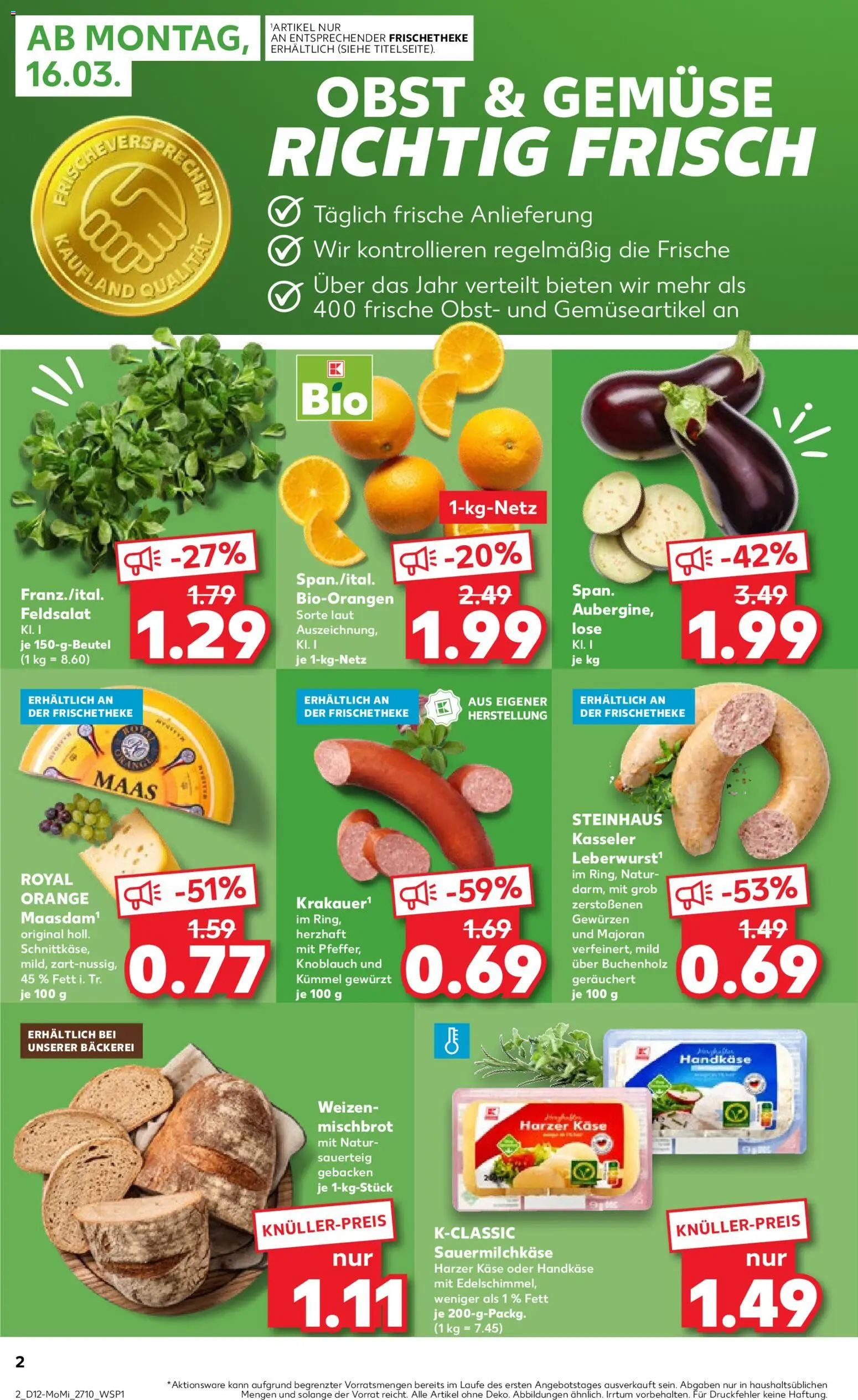 Kaufland Prospekt Zeitz	 – gültig ab 16.03.2026 | Seite: 2 | Produkte: Bäckerei, Käse, Gemüse, Knoblauch