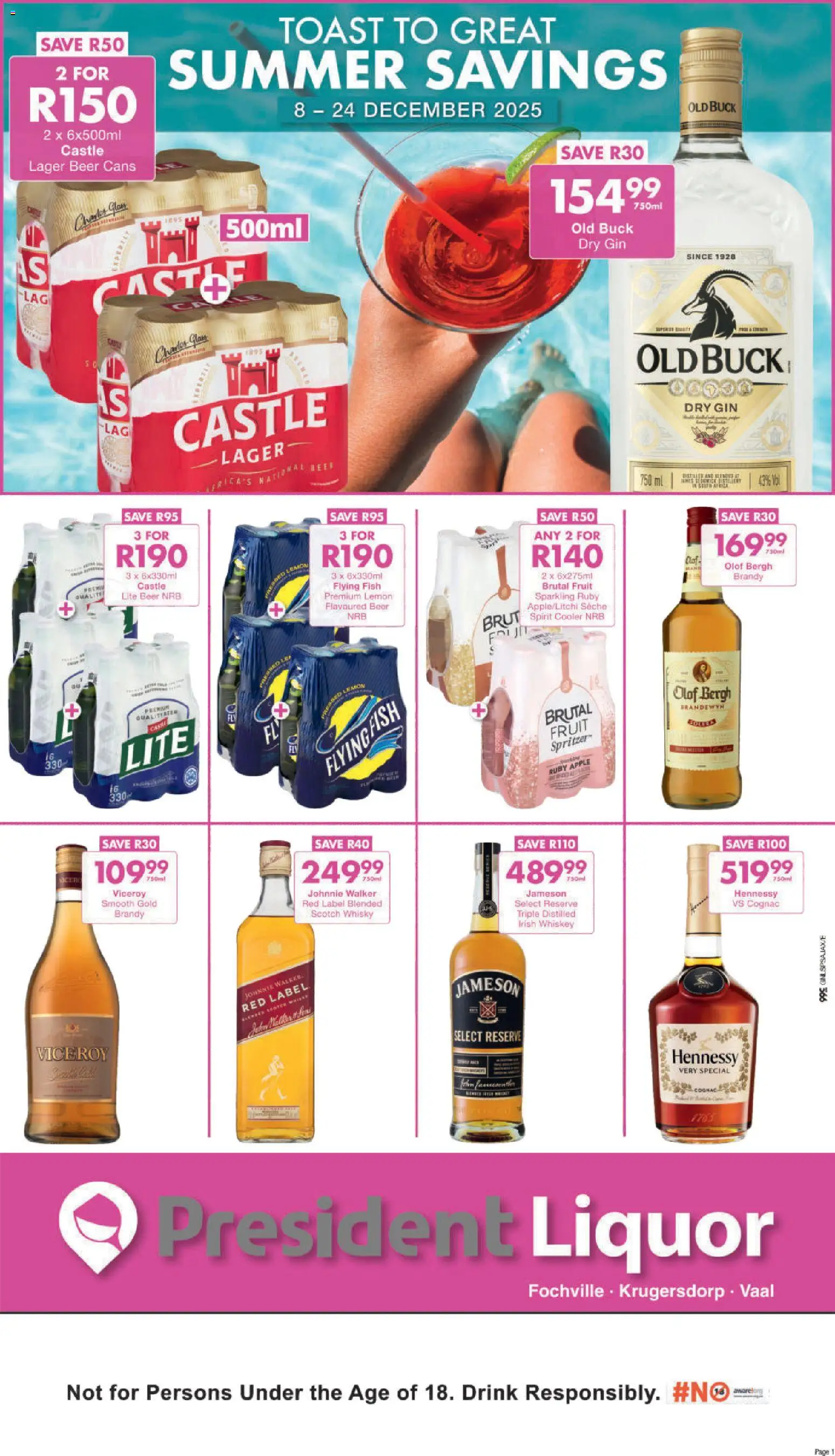 New President Hyper catalogue – valid from 08.12.2025 | Page: 1 | Products: Brandy, Gin, Whiskey, Fruit