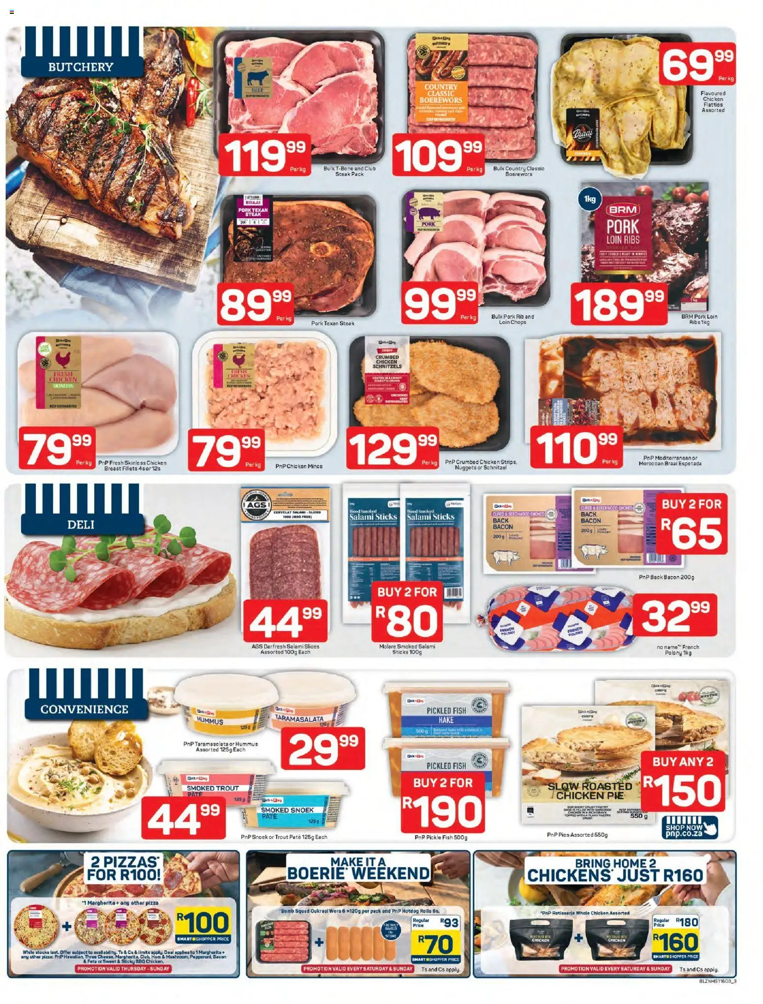 New Pick n Pay catalogue – valid from 30.03.2026 | Page: 3 | Products: Steak, Polony, Chicken, Bacon