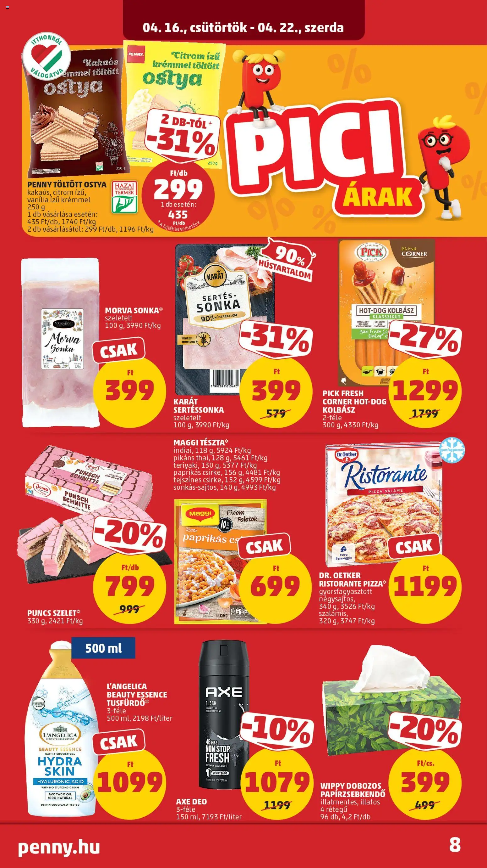 PENNY akciós ujság - amely érvényes a következő dátumtól: 16.04.2026 | Oldal: 10 | Termékek: Pick, Sonka, Papírzsebkendő, Citrom