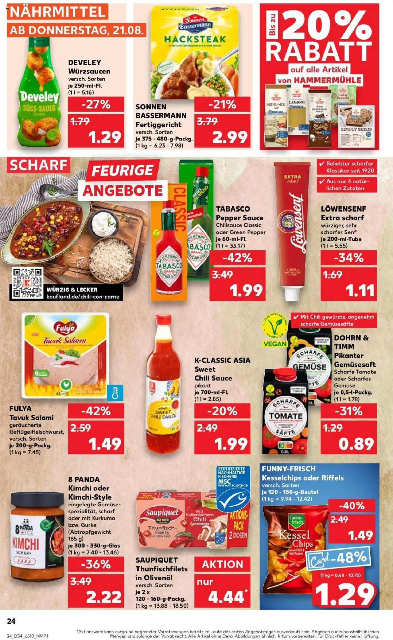 Kaufland prospekt Köln	 - gültig ab dem 21.08.2025 | Seite: 24 | Produkte: Sessel, Thunfisch, Salami, Chips