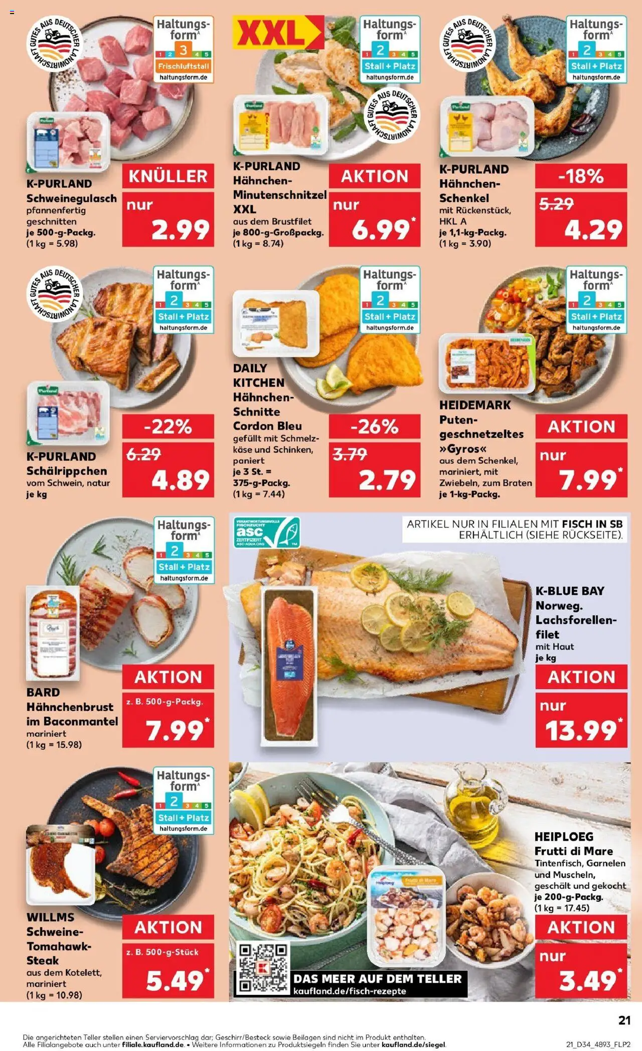 Kaufland prospekt Gotha	 - gültig ab dem 21.08.2025 | Seite: 21 | Produkte: Hahnchen, Käse, Garnelen, Steak