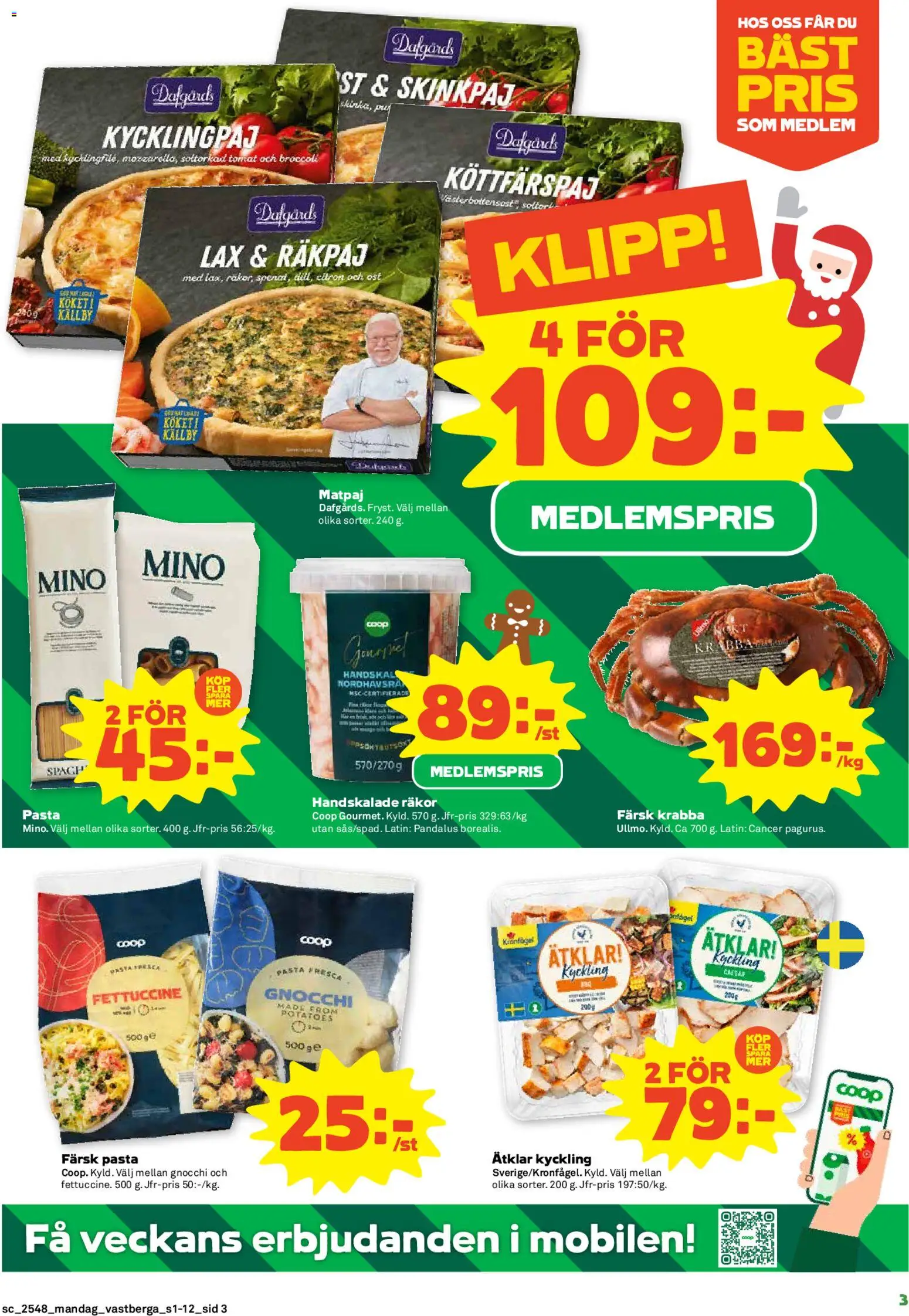 Coop Forum reklamblad aktuell från 24.11.2025 | Sida: 3 | Produkter: Lax, Ost, Pasta, Citron