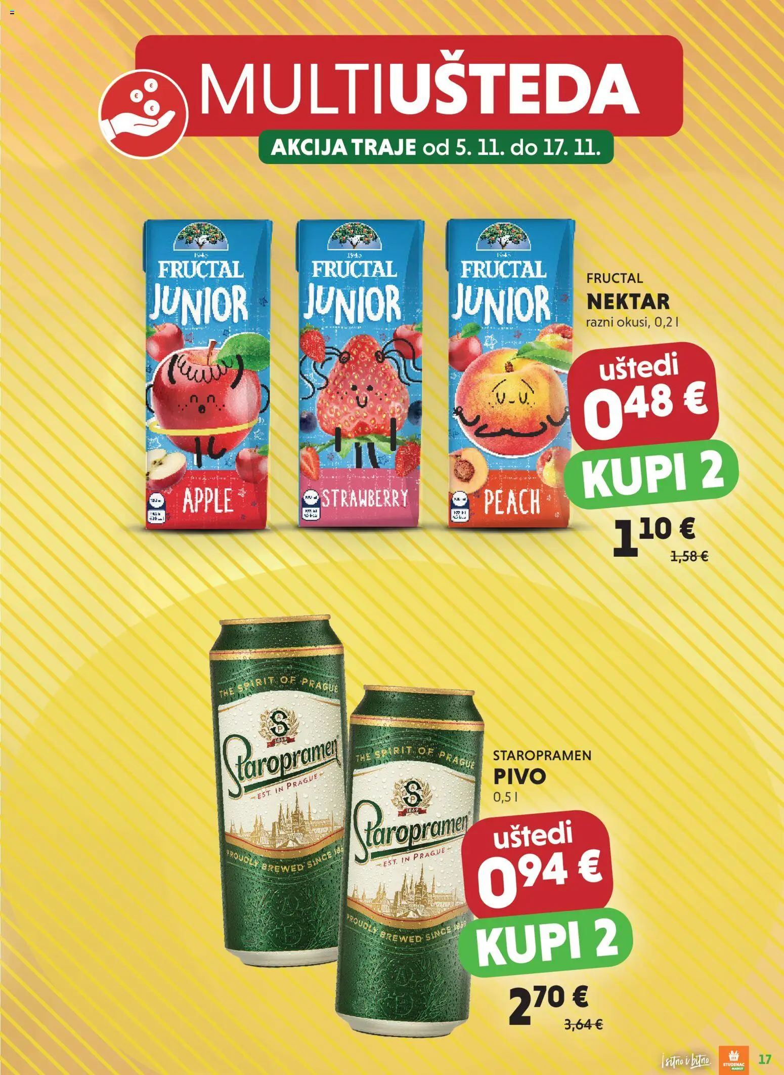 Studenac katalog | vrijedi od 05.11.2025 | Stranica: 17 | Proizvodi: Staropramen, Pivo
