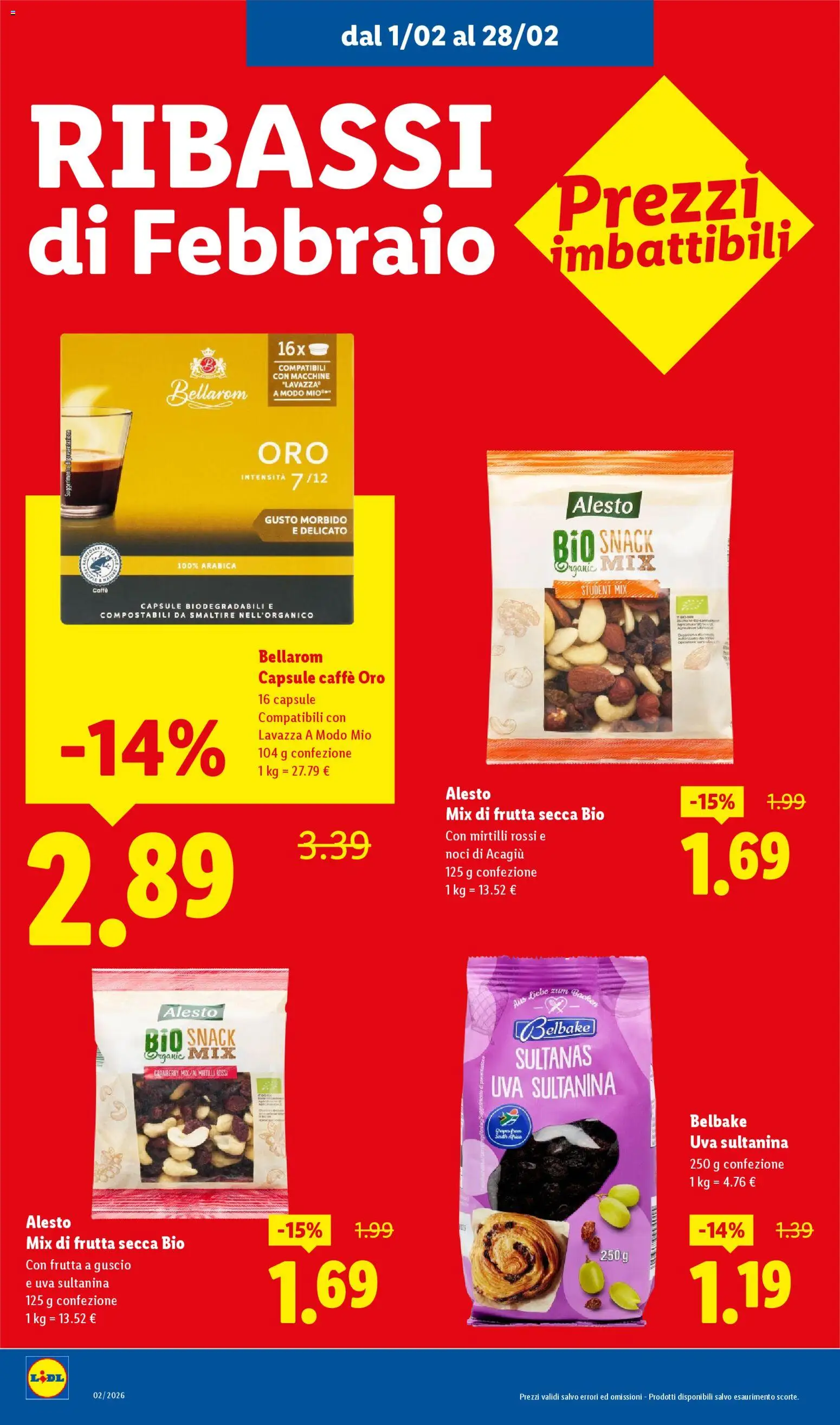 Volantino Lidl del 01.02.2026 | Pagina: 8 | Prodotti: Caffè, Uva, Mirtilli, Lavazza