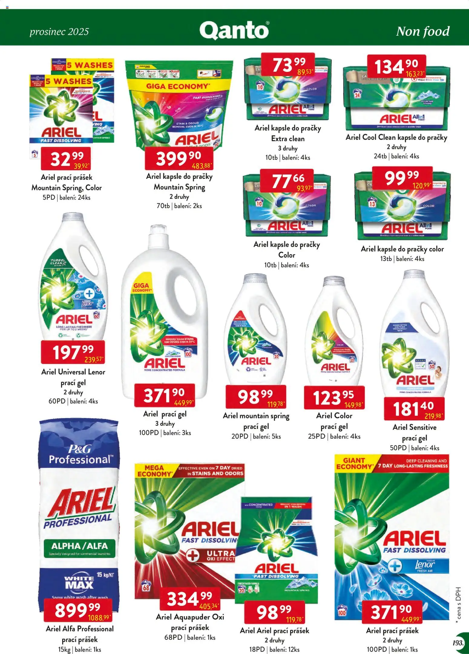 Astur & Qanto leták - Velkoobchod 12/2025 od 01.12.2025 | Strana: 193 | Produkty: Lenor, Ariel Sensitive, Kapsle, Ariel