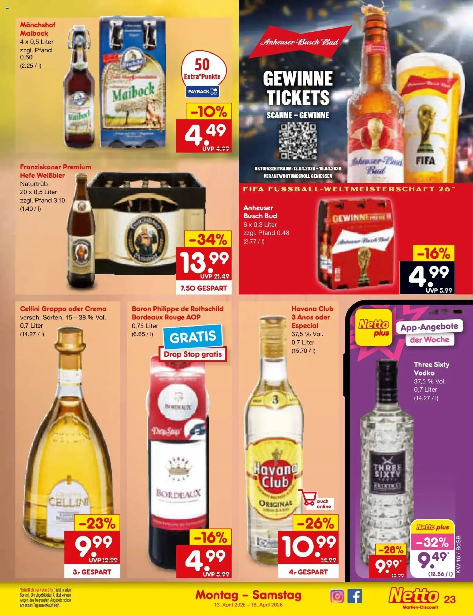 Netto Marken-Discount Prospekt Stadtlohn	 – gültig ab 13.04.2026 | Seite: 13 | Produkte: Monchshof, Rouge, Hefe weissbier, Vodka