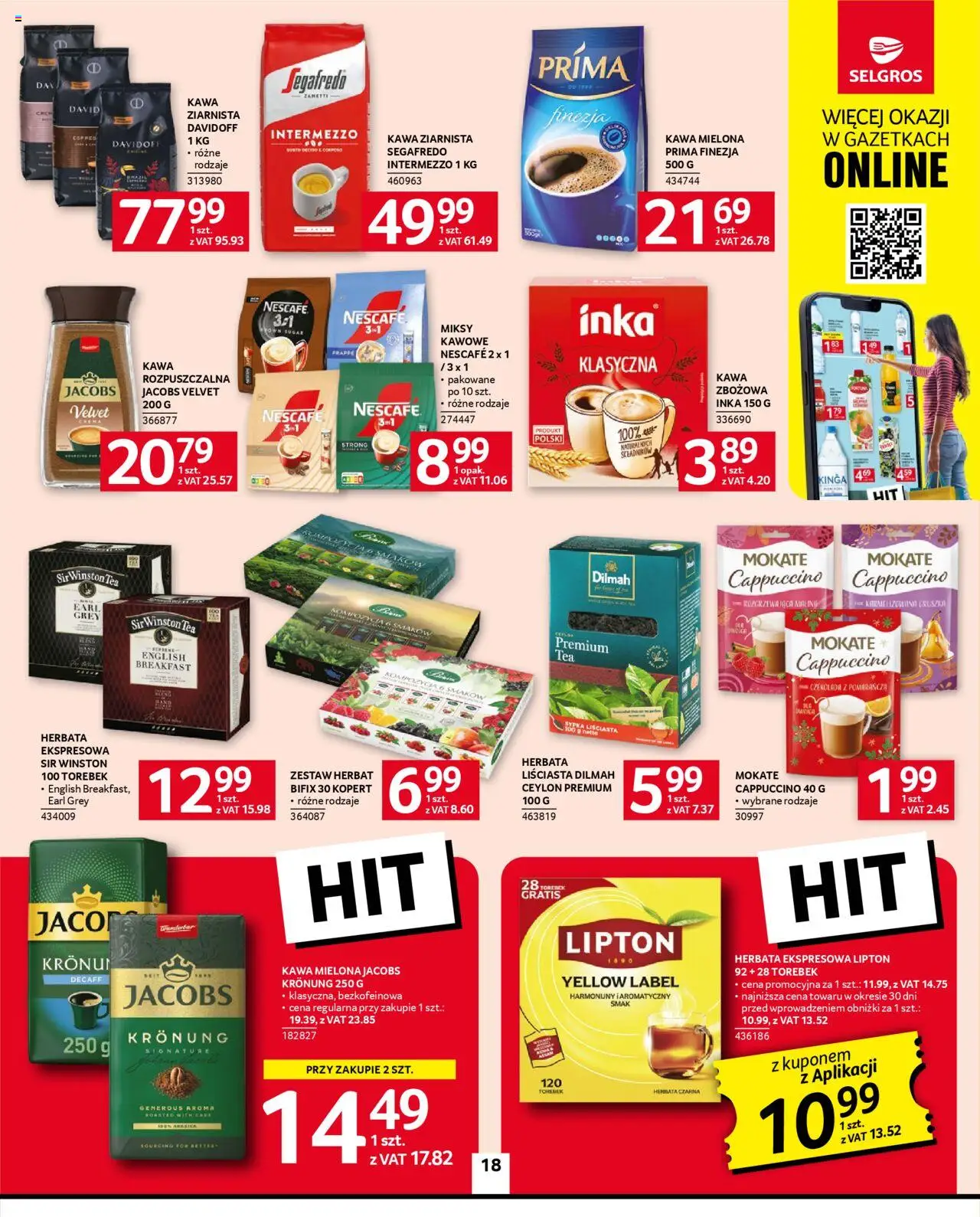 Selgros cash&carry Gazetka od 23.10.2025 | Strona: 18 | Produkty: Kawa ziarnista, Cappuccino, Czekolada, Herbata