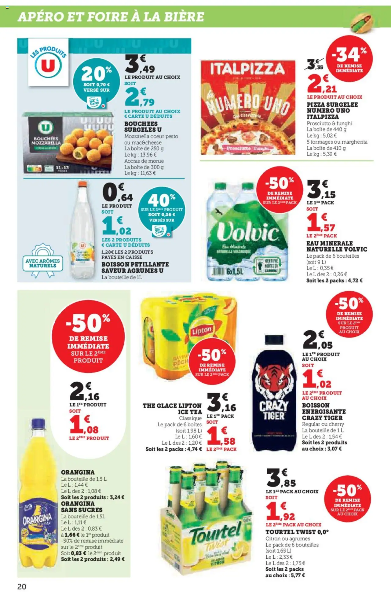  | Page: 20 | Produits: Citron, Mozzarella, Bière, Eau minerale naturelle Volvic