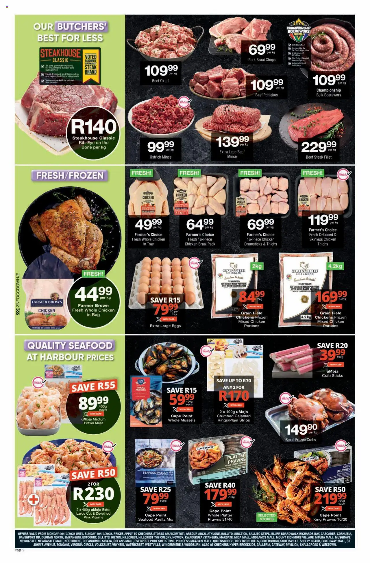 New Checkers catalogue – valid from 06.10.2025 | Page: 2 | Products: Tray, Bag, Eggs, Pork