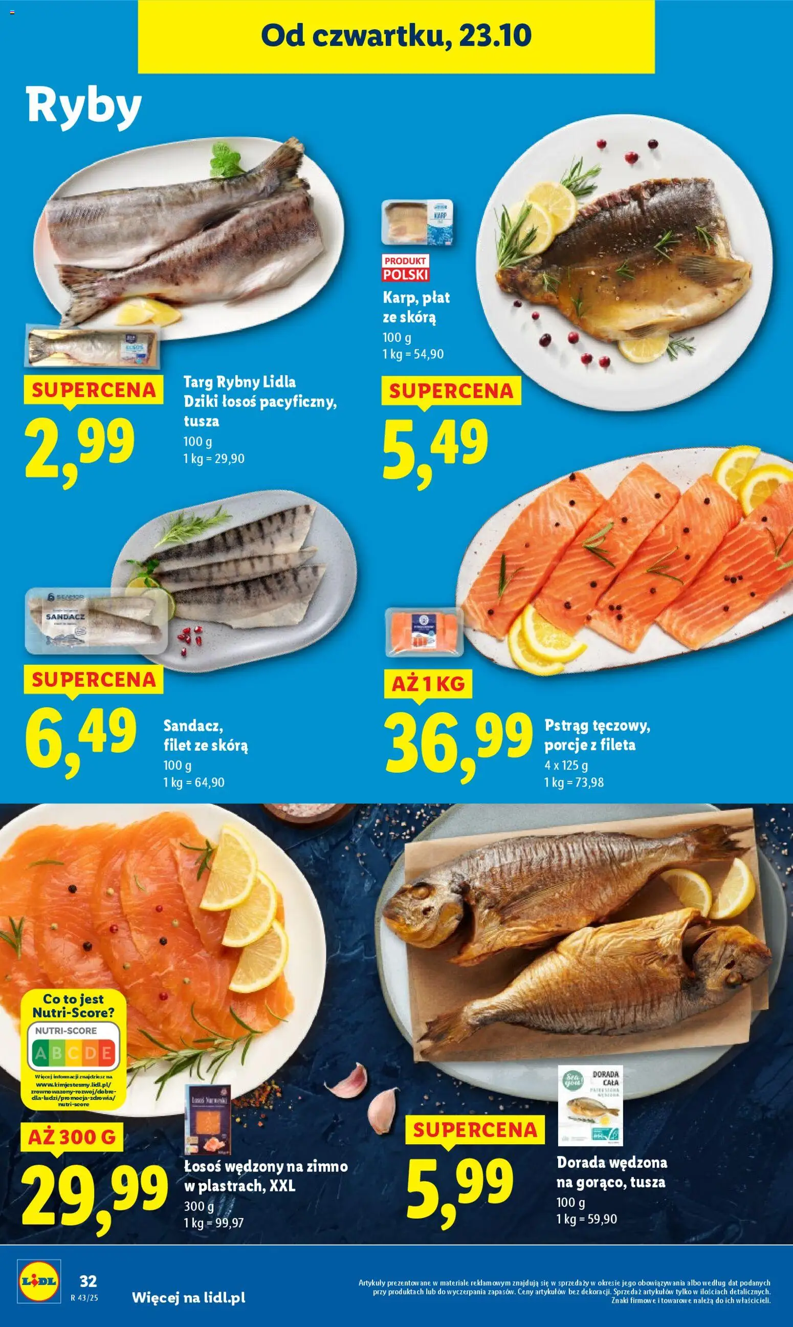 Lidl Gazetka od 23.10.2025 | Strona: 36 | Produkty: Sandacz, Pstrąg, Łosoś, Dorada