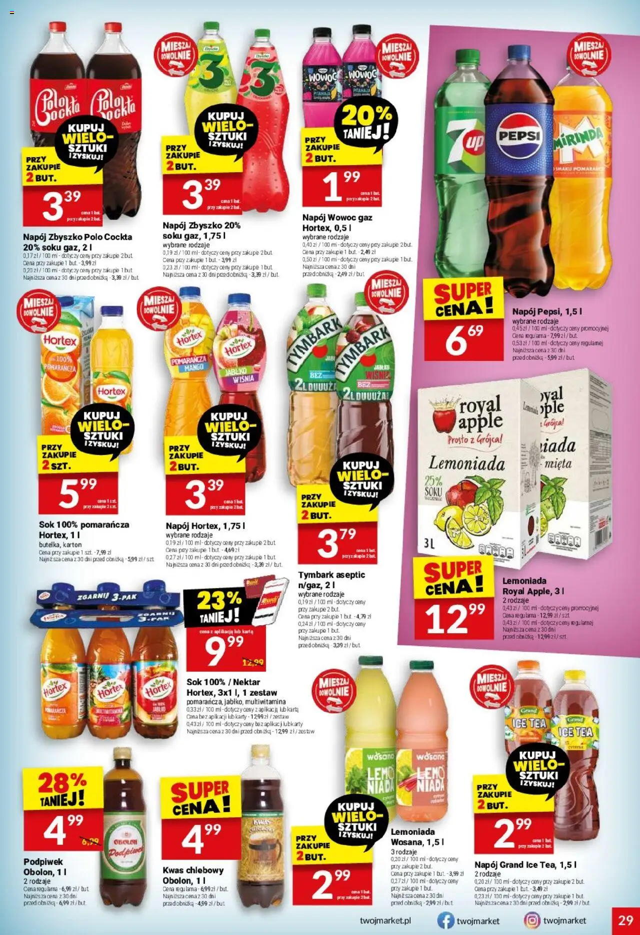 Twój Market Gazetka od 06.08.2025 | Strona: 29 | Produkty: Ice Tea, Kwas chlebowy, Mięta, Sok